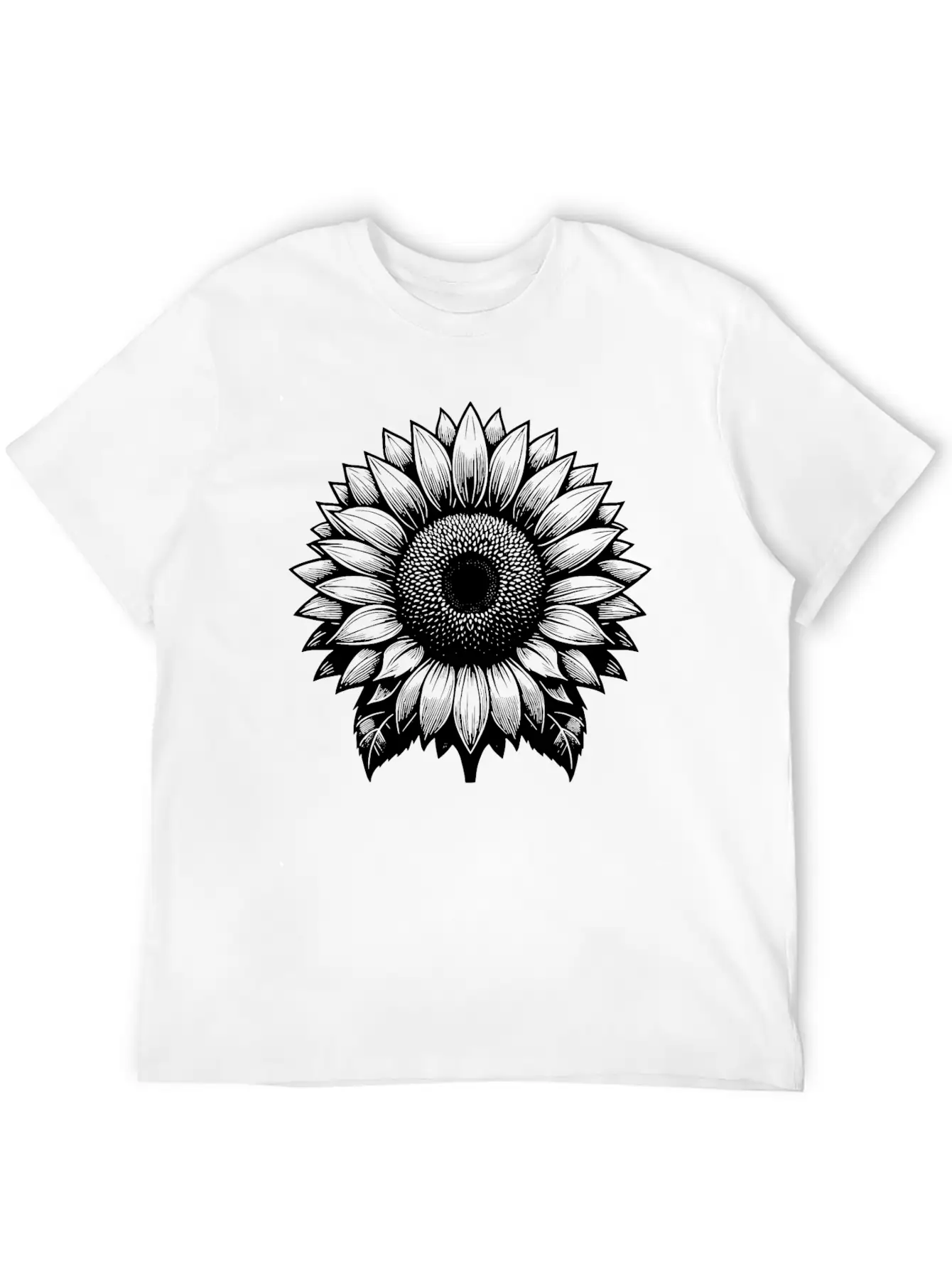 Large Flowering Sunflower Simple Everyday Graphic Tee – Lightweight Summer Wear