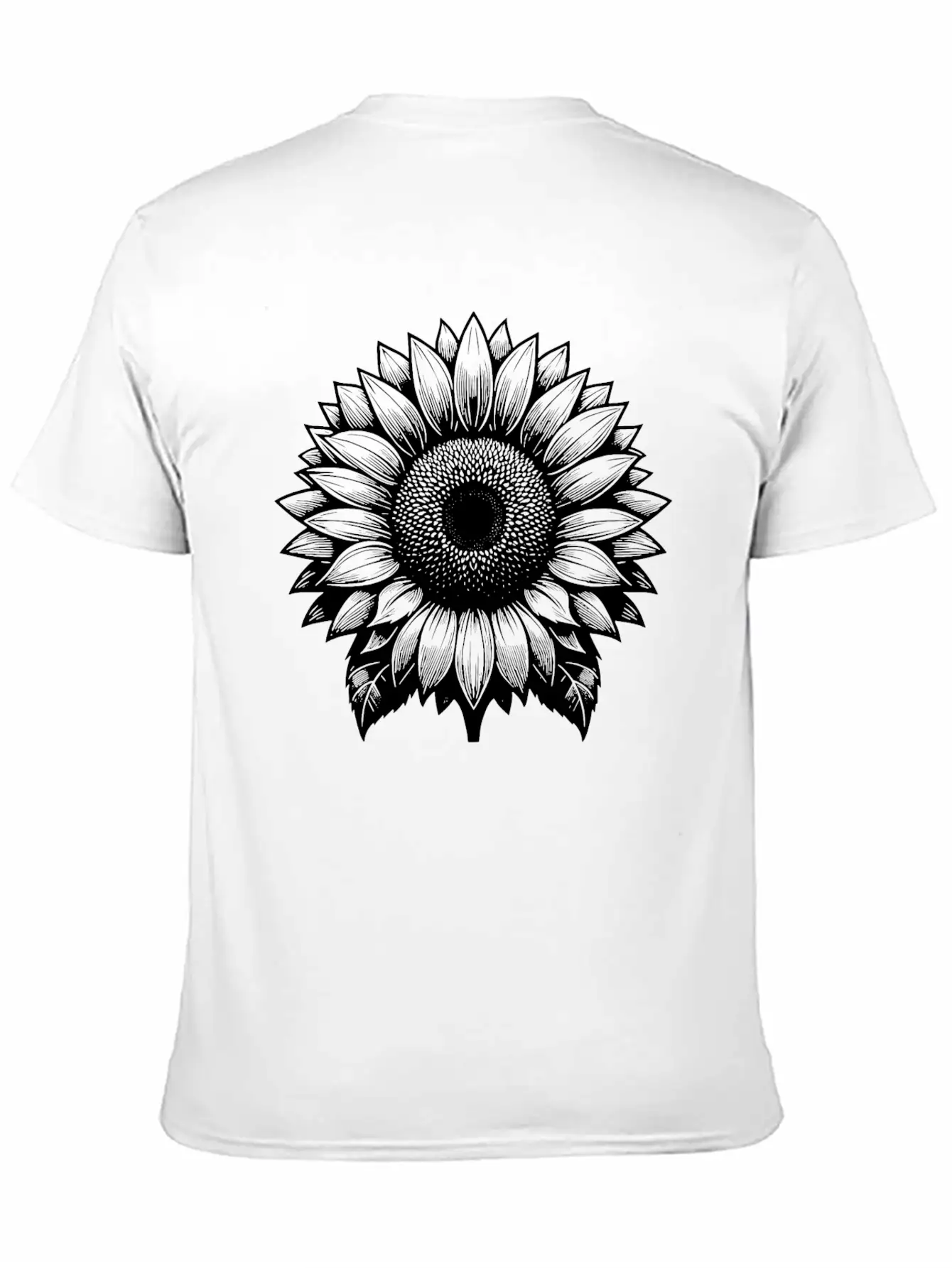 Large Flowering Sunflower Simple Everyday Graphic Tee – Lightweight Summer Wear