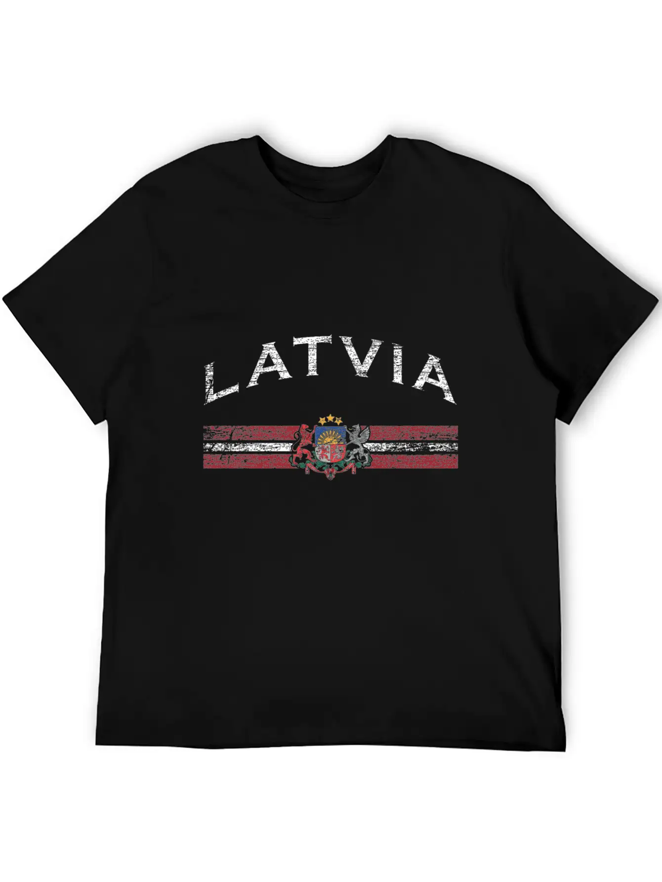 Latvia Flag Crest Stylish Everyday T-Shirt – Unisex Basic Cotton Tee