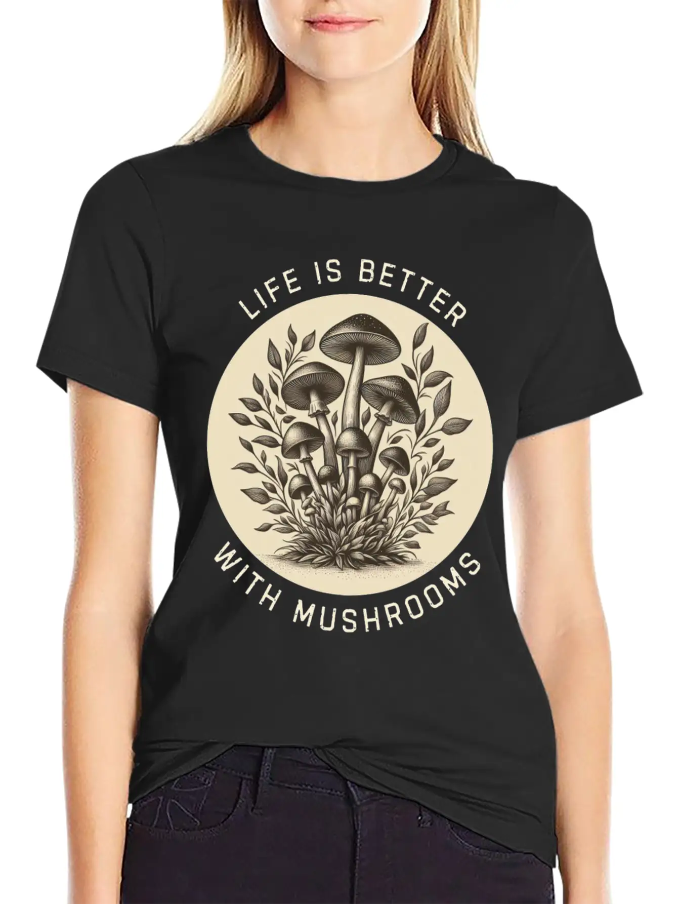 Life Is Better With Mushrooms Stylish Everyday T-Shirt – Unisex Basic Cotton Tee