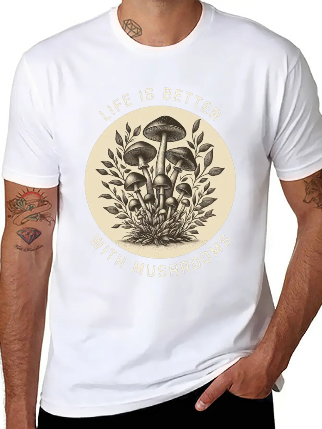 Life Is Better With Mushrooms Stylish Everyday T-Shirt – Unisex Basic Cotton Tee