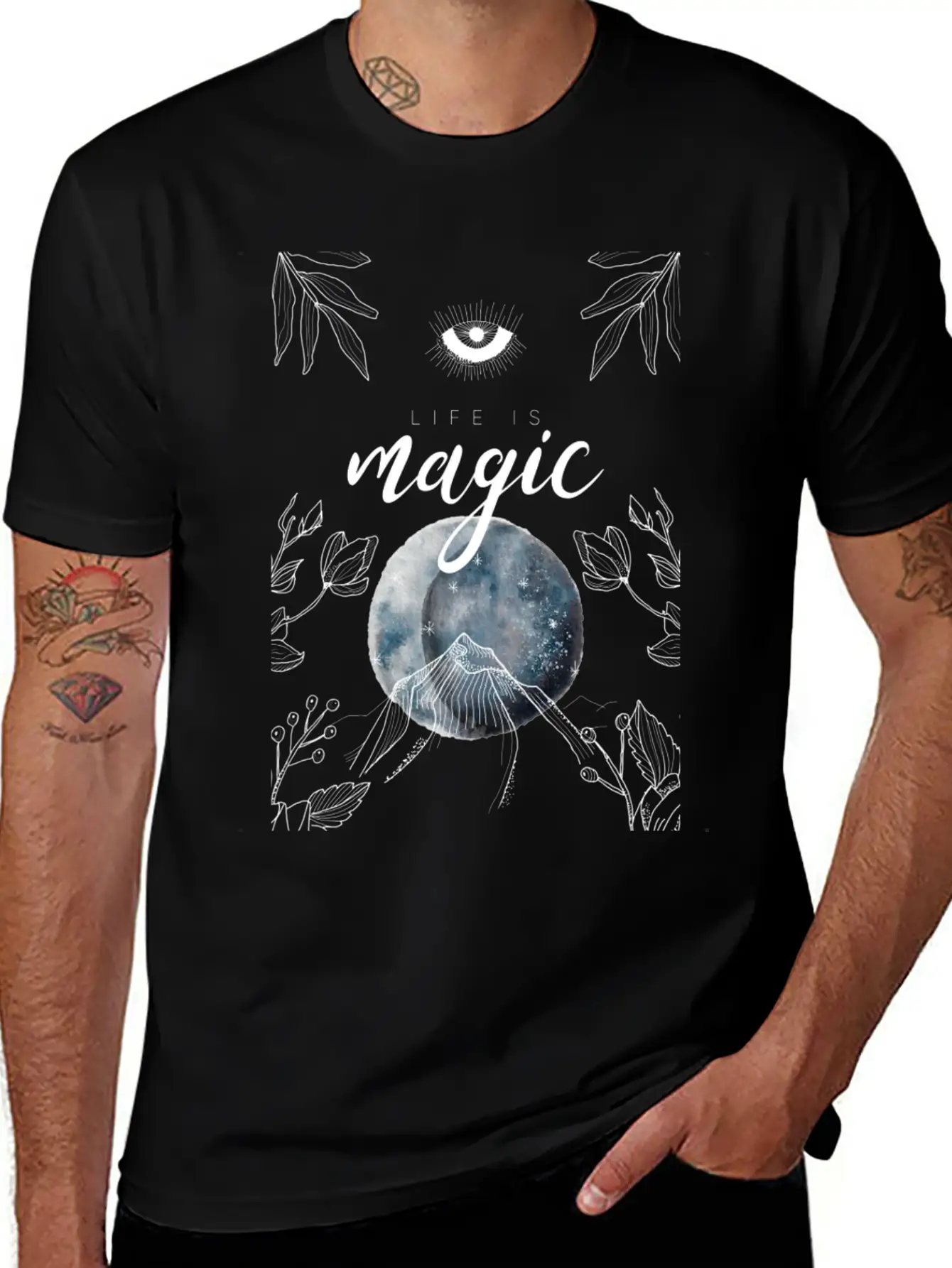 Life Is Magic Moon Earth Gift Idea Stylish Everyday T-Shirt – Unisex Basic Cotton Tee