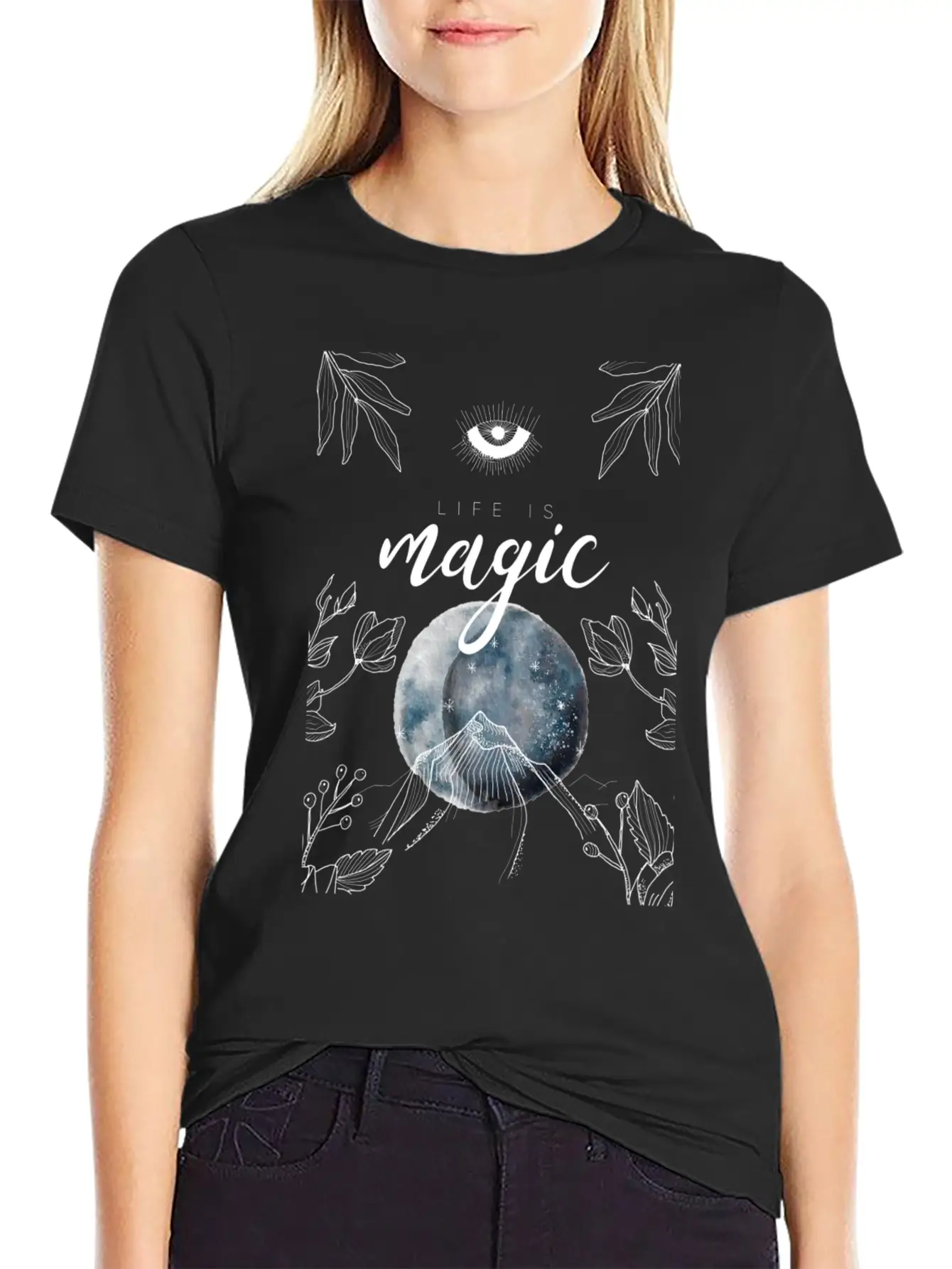Life Is Magic Moon Earth Gift Idea Stylish Everyday T-Shirt – Unisex Basic Cotton Tee