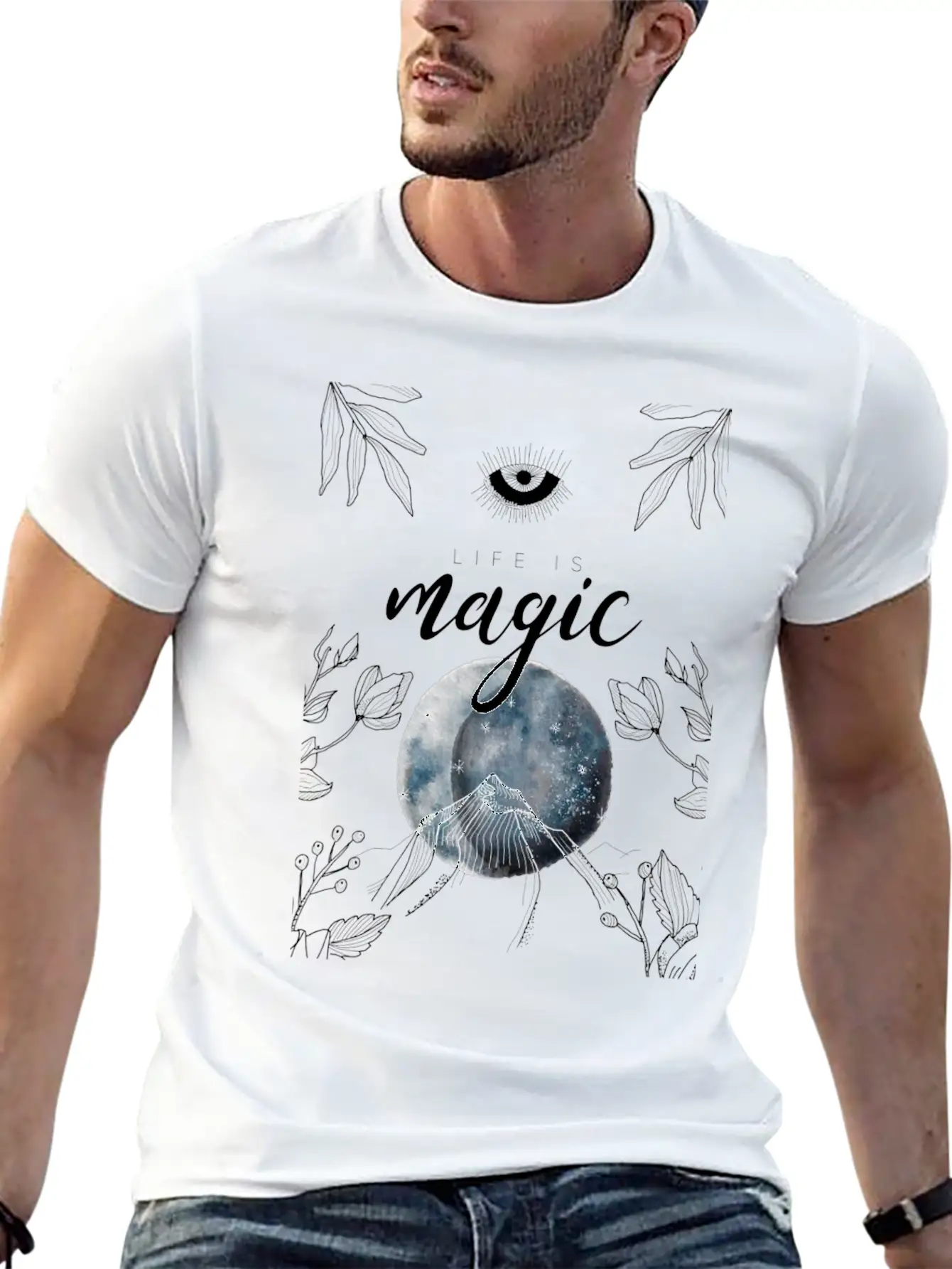 Life Is Magic Moon Earth Gift Idea Stylish Everyday T-Shirt – Unisex Basic Cotton Tee