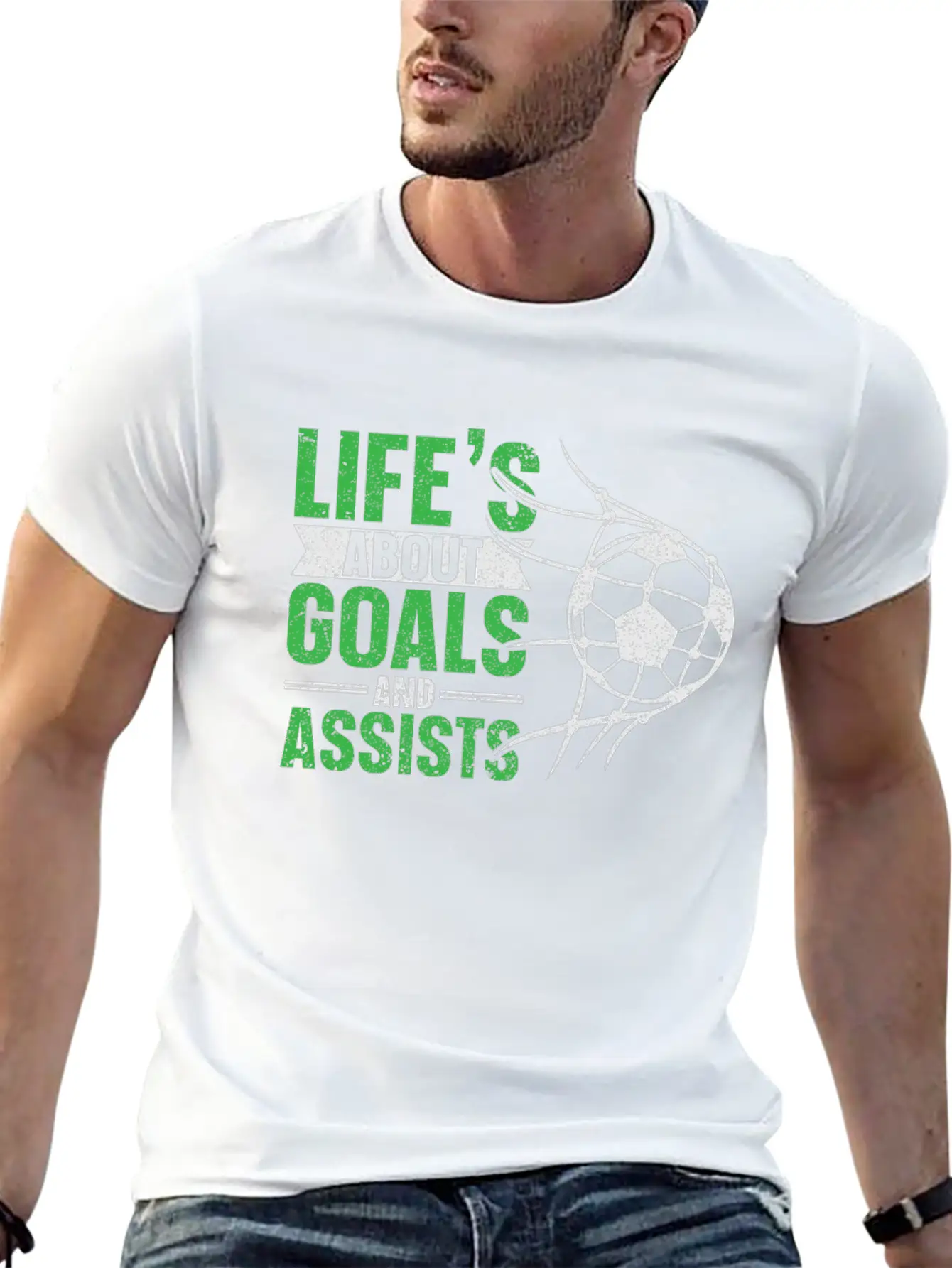 Life's About Goals And Assists Soccer Stylish Everyday T-Shirt – Unisex Basic Cotton Tee