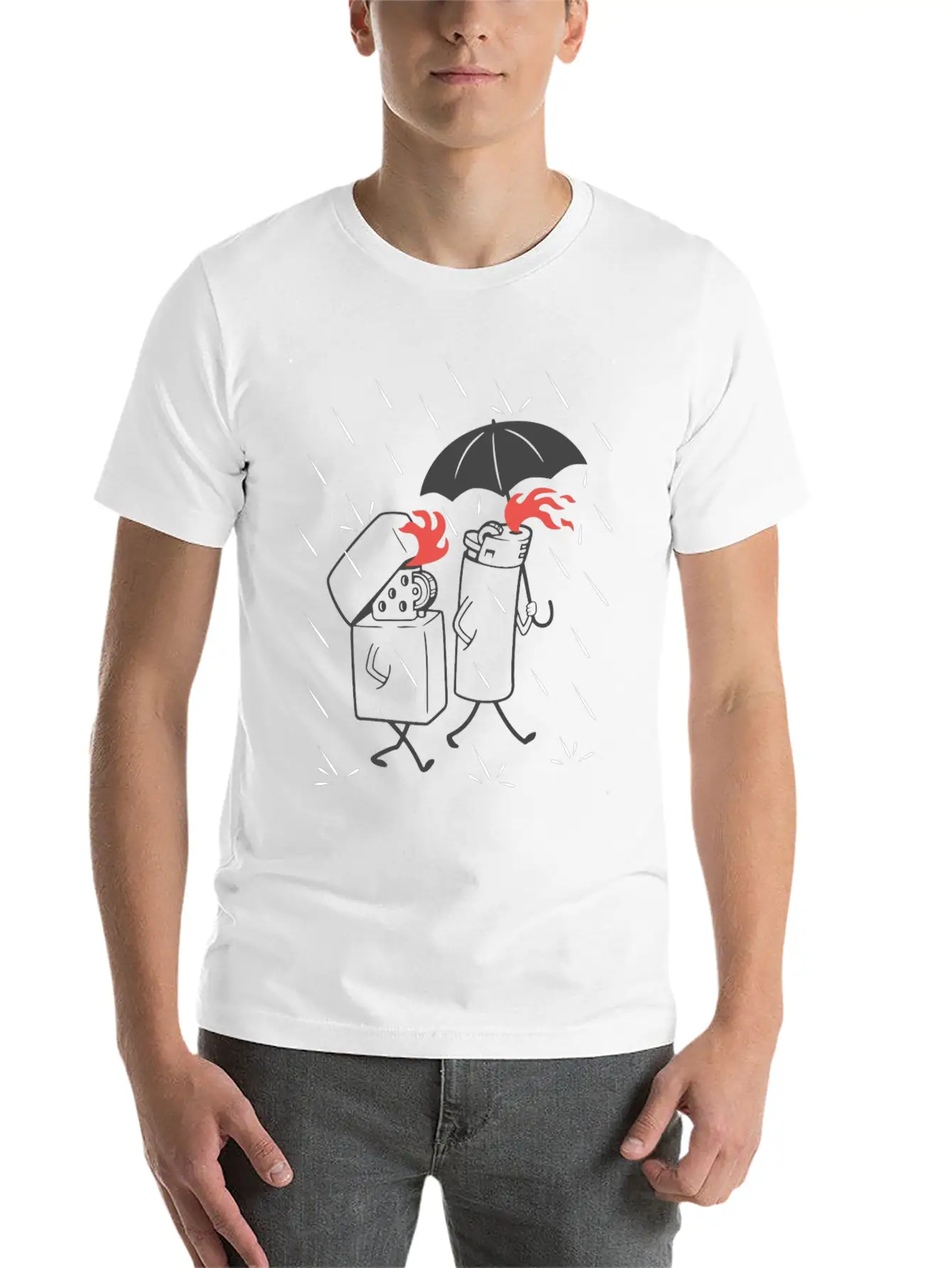 Lighters In The Rain Basic Graphic T-Shirt – Daily Comfort In Soft Cotton
