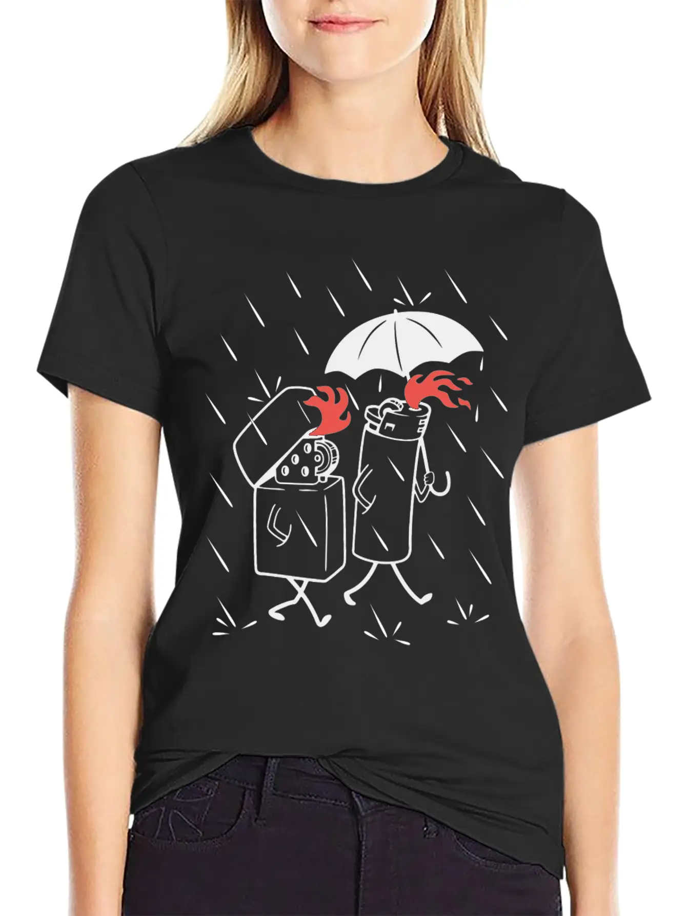 Lighters In The Rain Basic Graphic T-Shirt – Daily Comfort In Soft Cotton