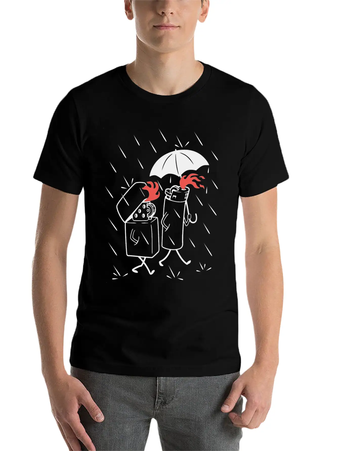 Lighters In The Rain Basic Graphic T-Shirt – Daily Comfort In Soft Cotton