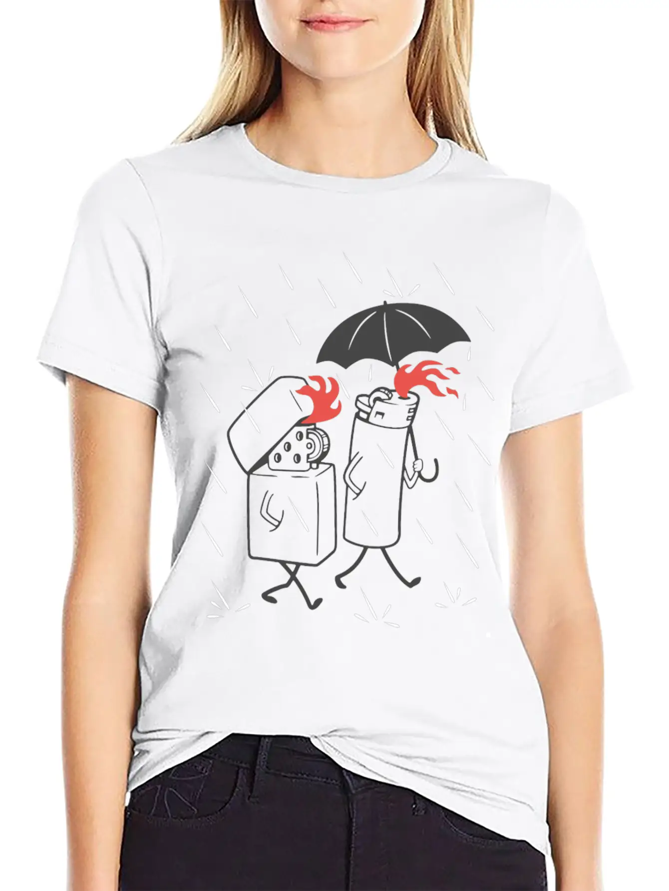 Lighters In The Rain Basic Graphic T-Shirt – Daily Comfort In Soft Cotton