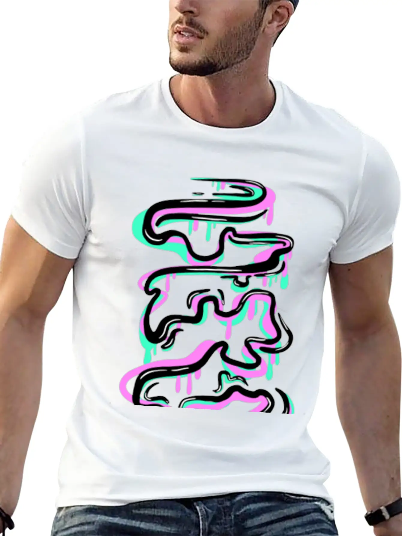 Like Water (Teal/Pink) Casual Graphic T-Shirt – Simple And Comfortable Daily Wear