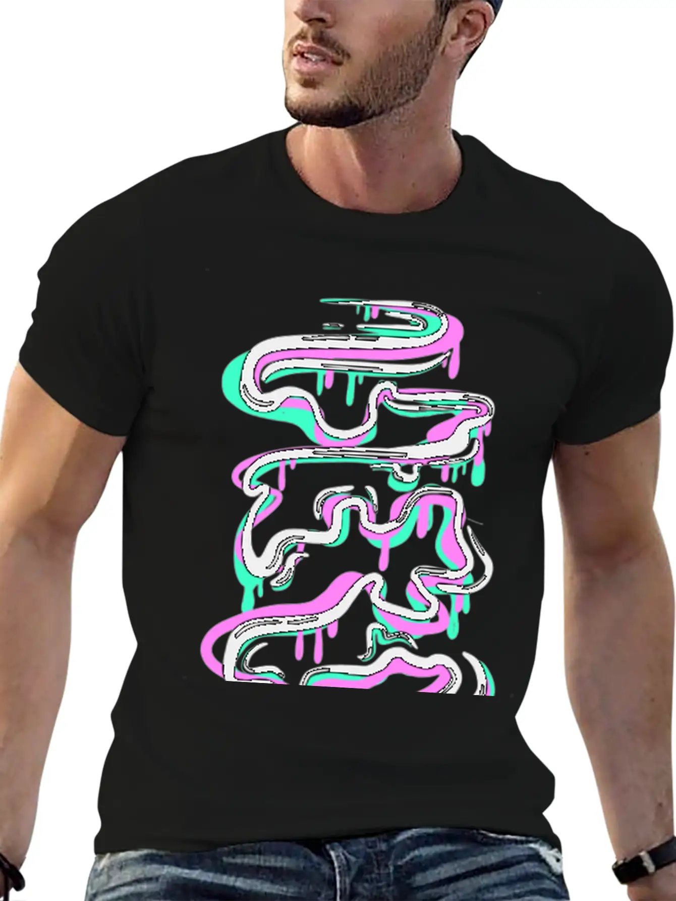 Like Water (Teal/Pink) Casual Graphic T-Shirt – Simple And Comfortable Daily Wear