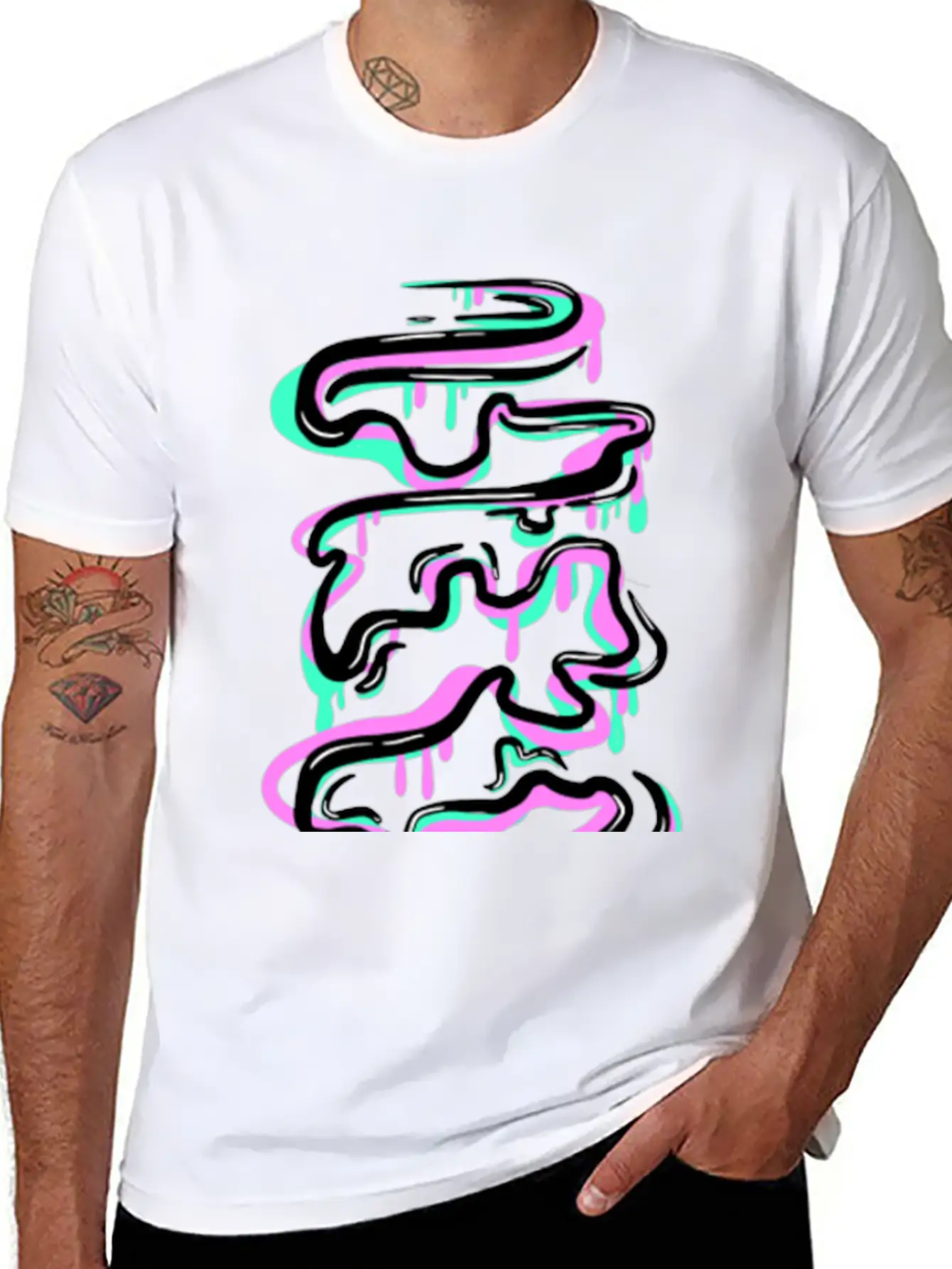 Like Water (Teal/Pink) Casual Graphic T-Shirt – Simple And Comfortable Daily Wear