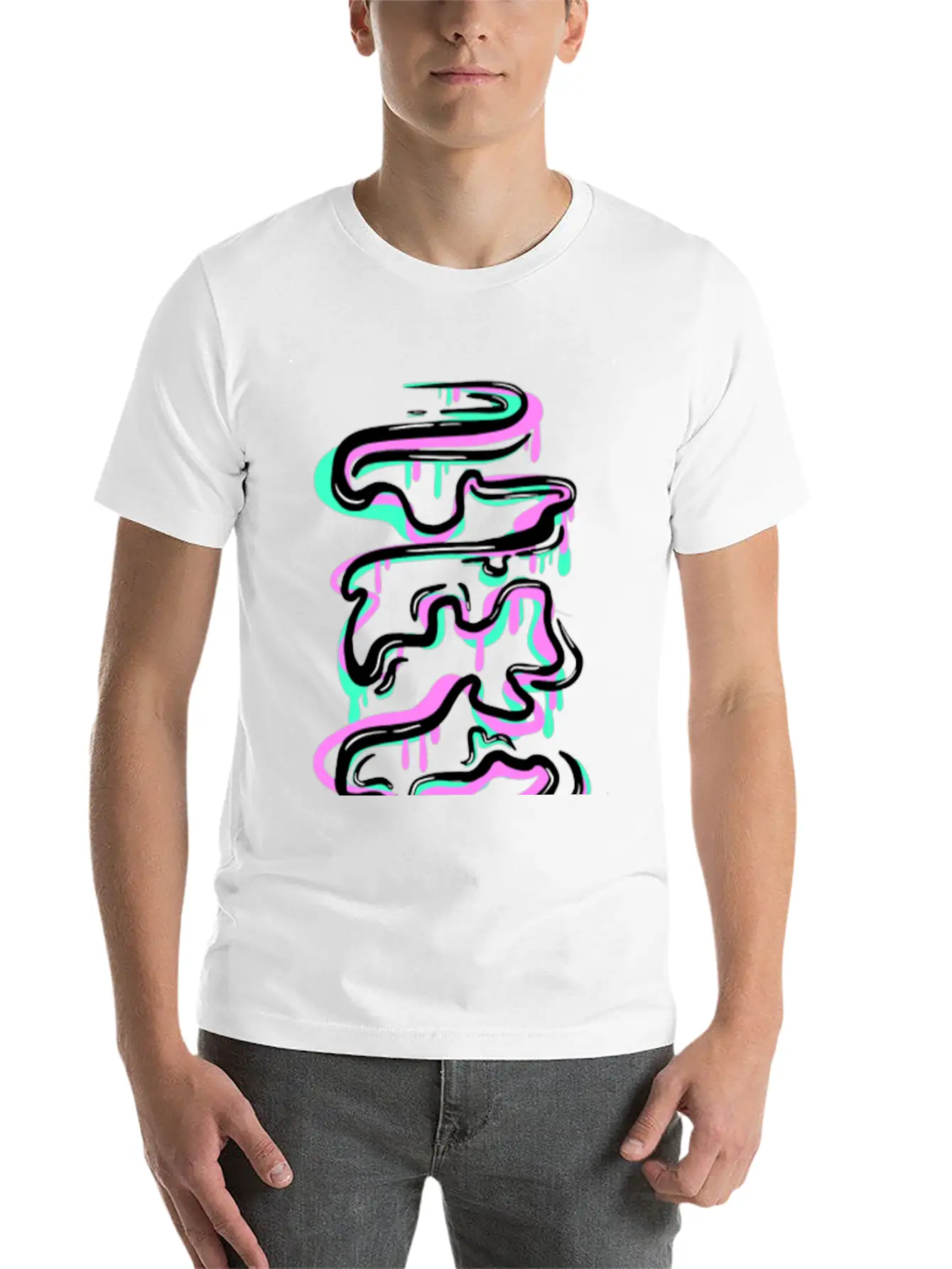 Like Water (Teal/Pink) Casual Graphic T-Shirt – Simple And Comfortable Daily Wear
