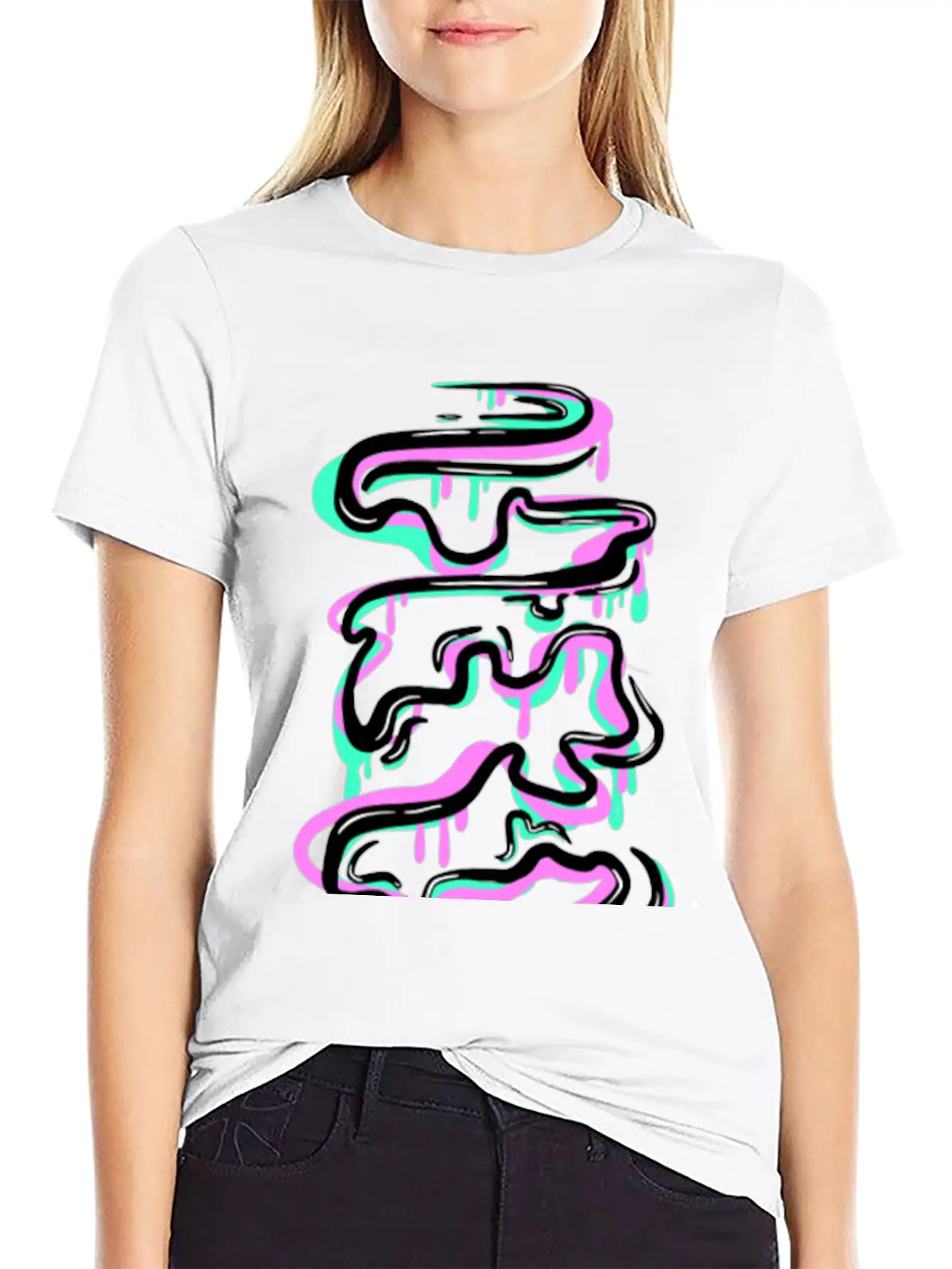 Like Water (Teal/Pink) Casual Graphic T-Shirt – Simple And Comfortable Daily Wear