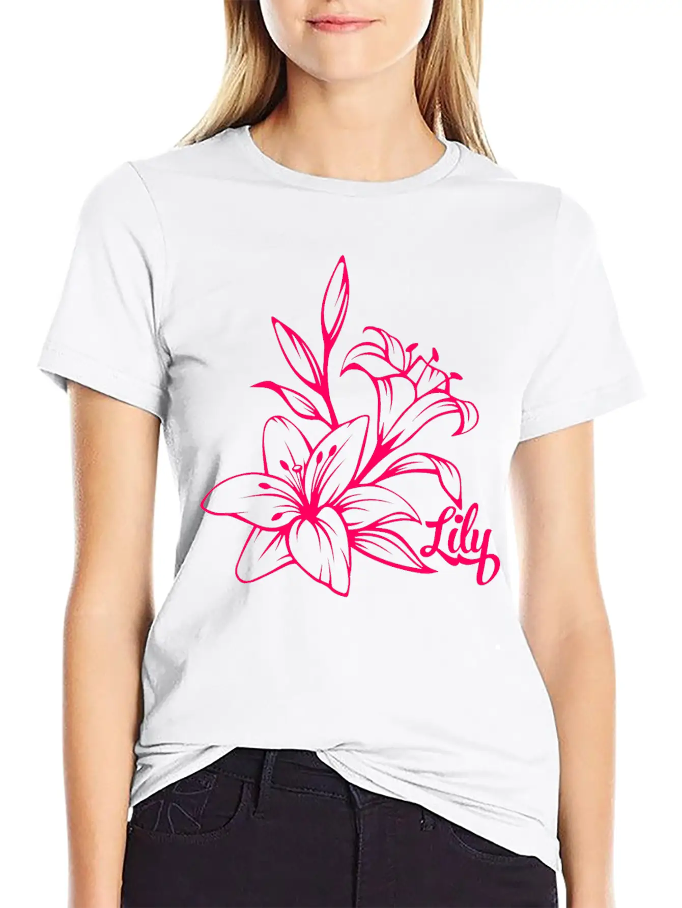 Lilie Blossom Plant Classic Crew Neck Graphic Tee – Everyday Minimal Look