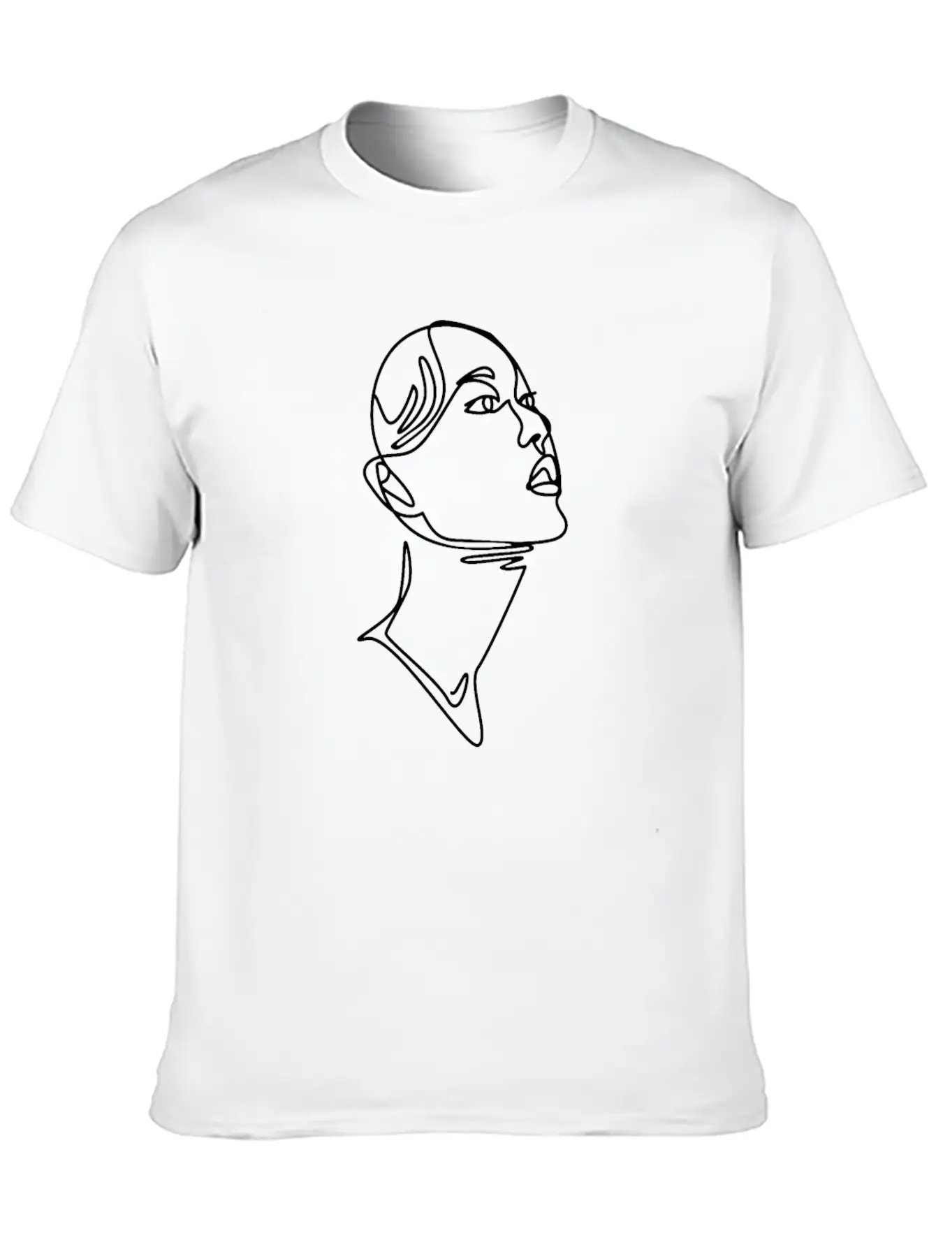 Line Art Drawing Woman Face Stylish Everyday T-Shirt – Unisex Basic Cotton Tee