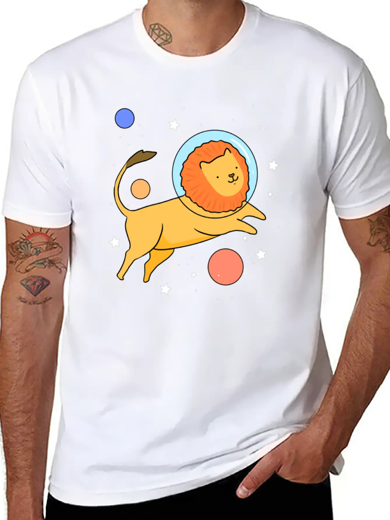 Lion Astronaut For Lion Lover Basic Graphic T-Shirt – Daily Comfort In Soft Cotton