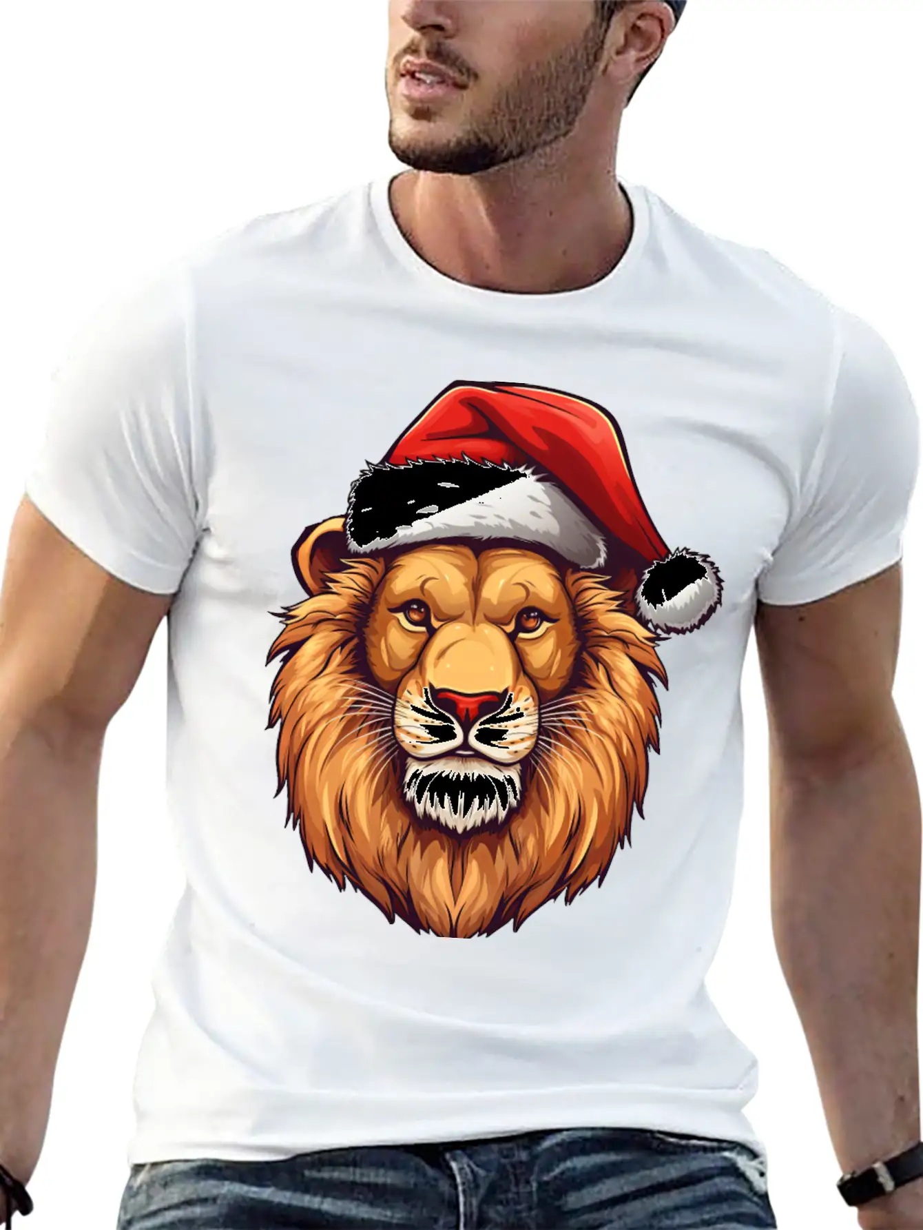 Lion Christmas Stylish Everyday T-Shirt – Unisex Basic Cotton Tee