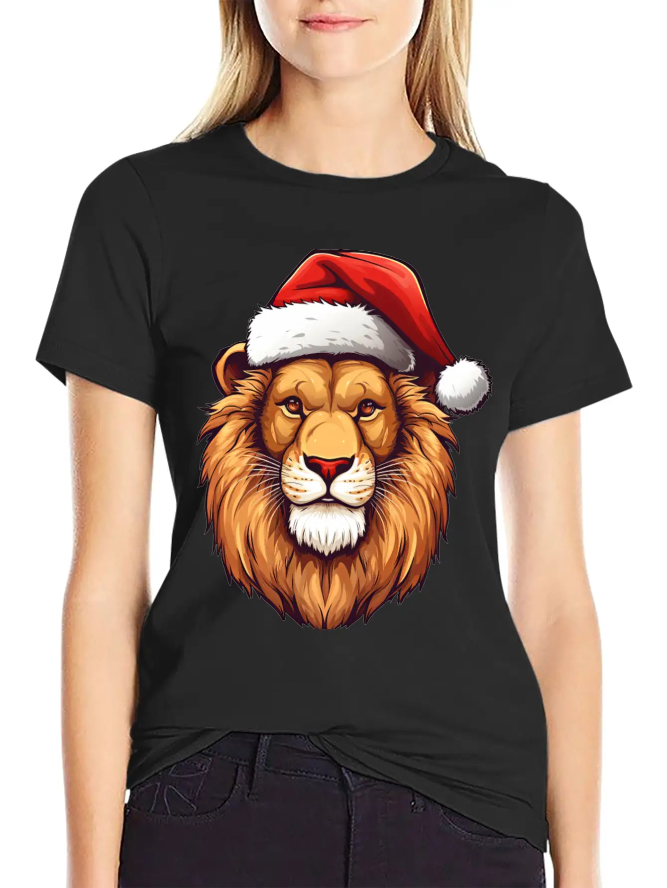 Lion Christmas Stylish Everyday T-Shirt – Unisex Basic Cotton Tee