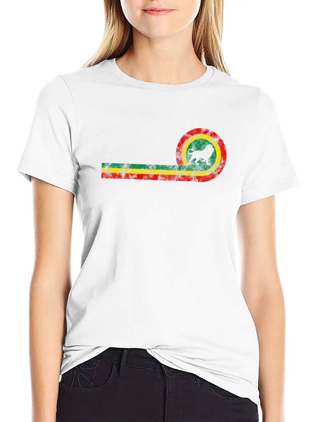 Lion Of Judah On Rastafarian Flag For Rasta And Stylish Everyday T-Shirt – Unisex Basic Cotton Tee