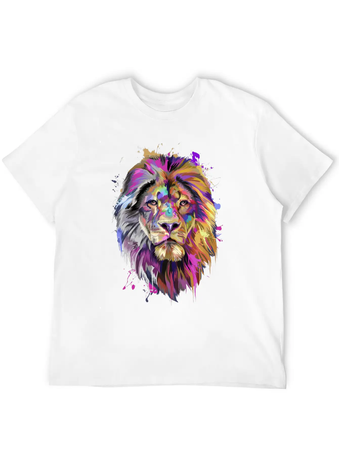 Lion Splash Art T-Shirt Stylish Everyday T-Shirt – Unisex Basic Cotton Tee