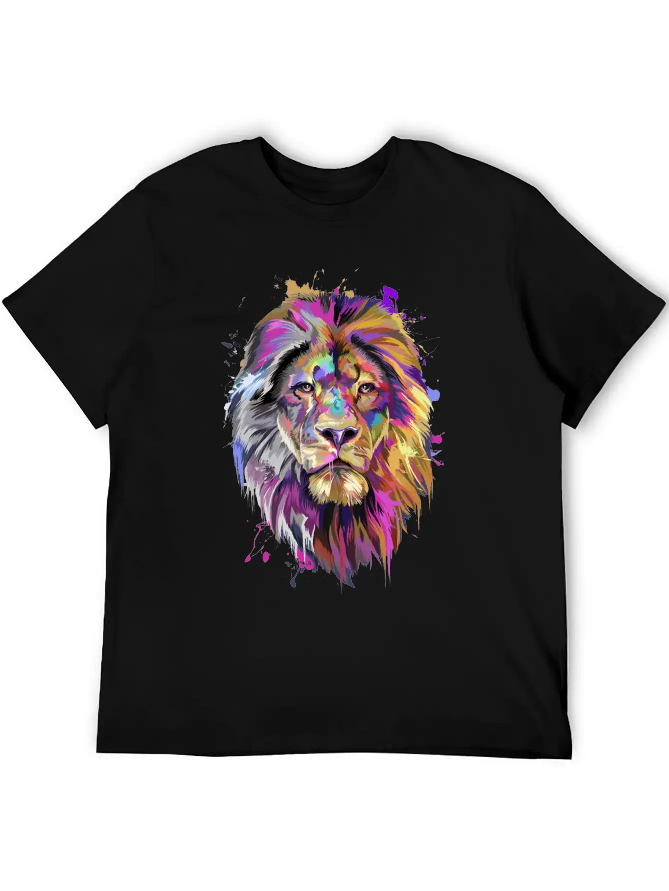 Lion Splash Art T-Shirt Stylish Everyday T-Shirt – Unisex Basic Cotton Tee