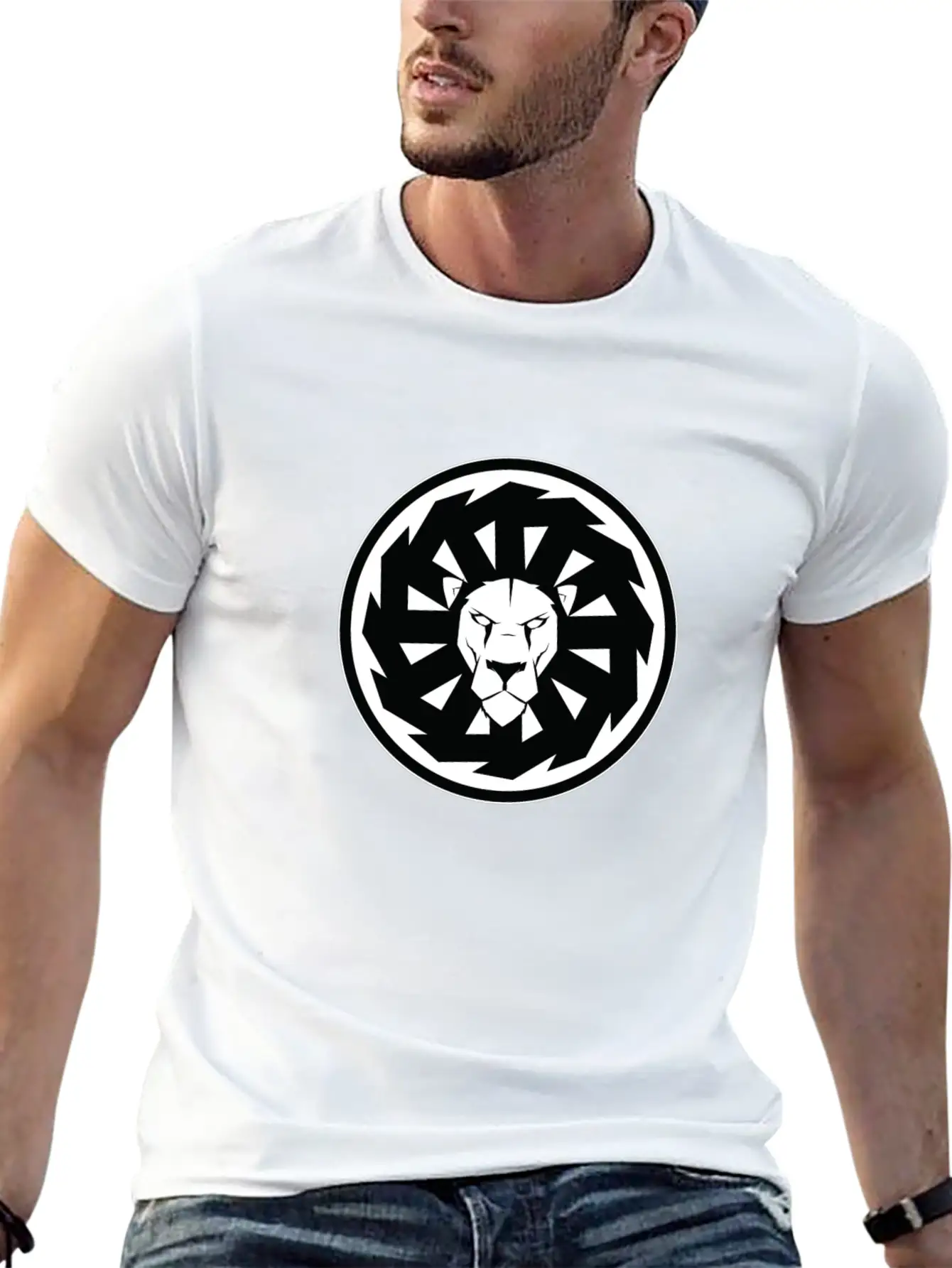 Lion Symbol Black Stylish Everyday T-Shirt – Unisex Basic Cotton Tee