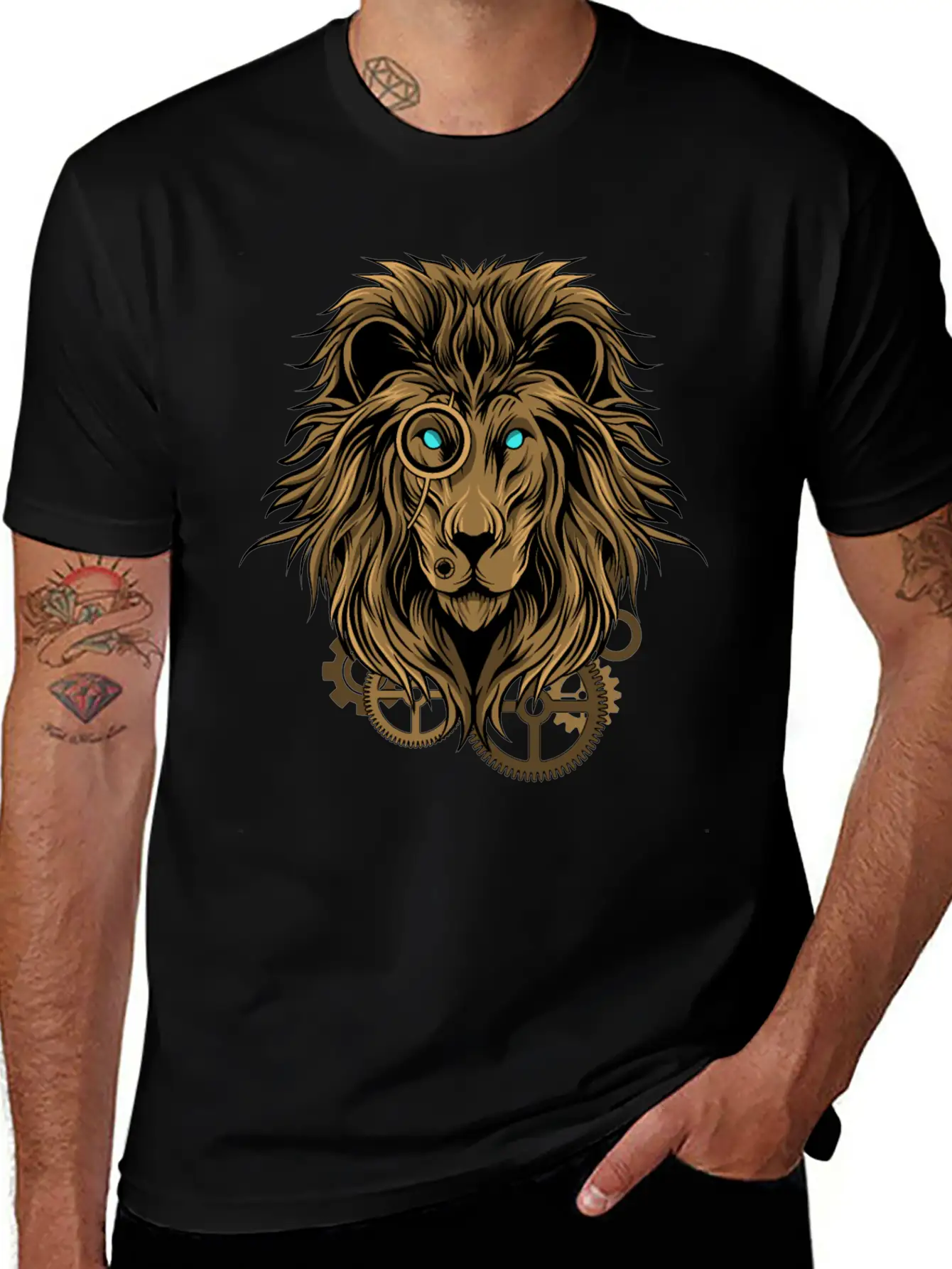 Lion- Techno Style Simple Everyday Graphic Tee – Lightweight Summer Wear