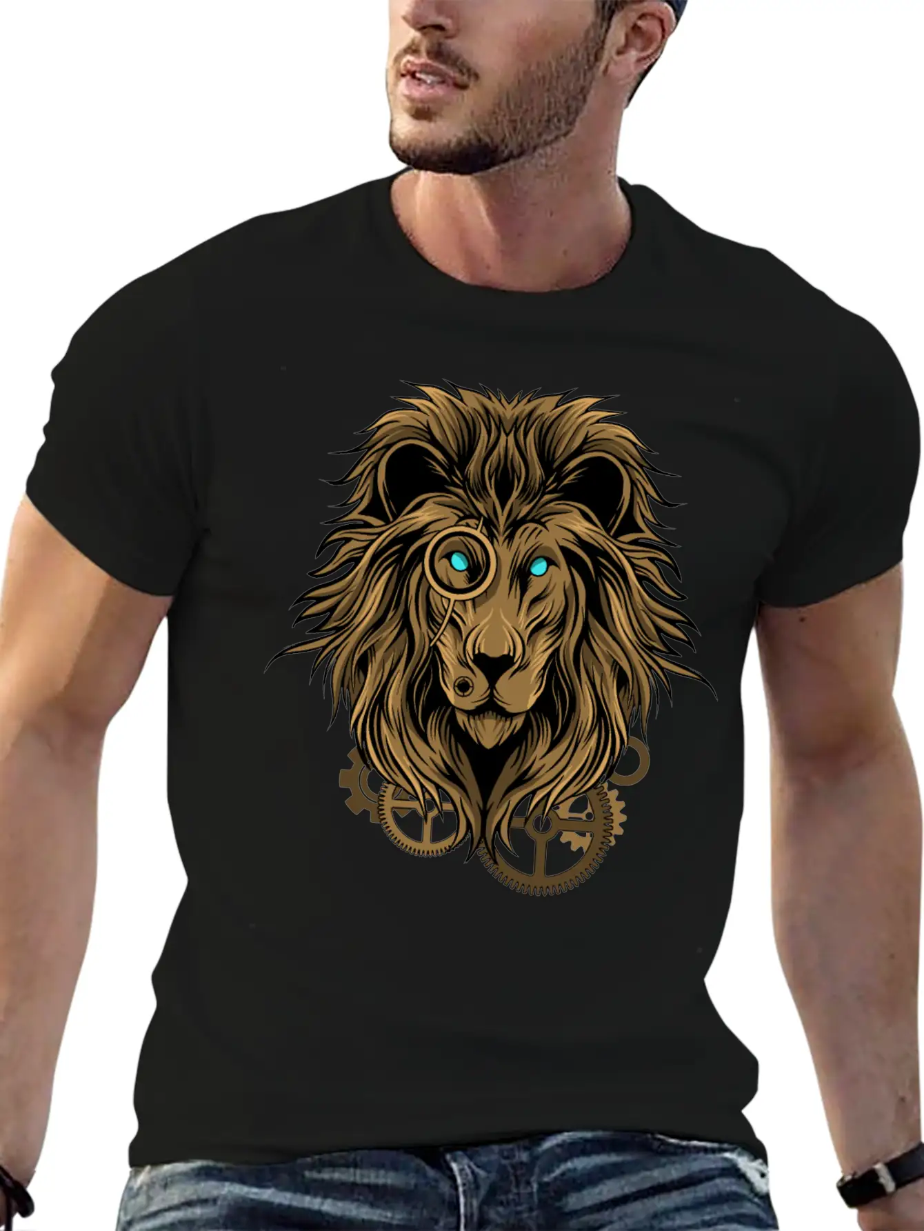 Lion- Techno Style Simple Everyday Graphic Tee – Lightweight Summer Wear