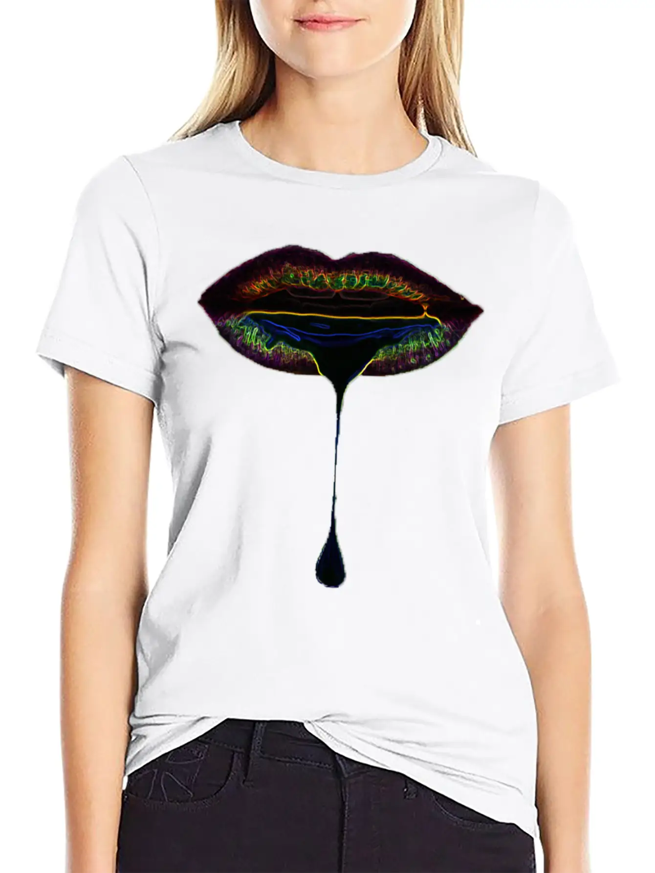 Lip Drip Neon Stylish Everyday T-Shirt – Unisex Basic Cotton Tee