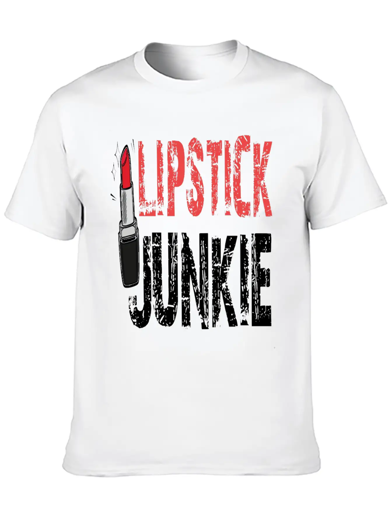 Lipstick Junkie Lipstick Crazy Cosmetics Woman Basic Graphic T-Shirt – Daily Comfort In Soft Cotton