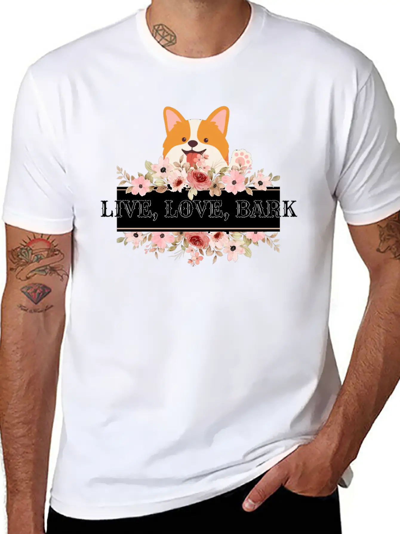 Live, Love, Bark Classic Crew Neck Graphic Tee – Everyday Minimal Look