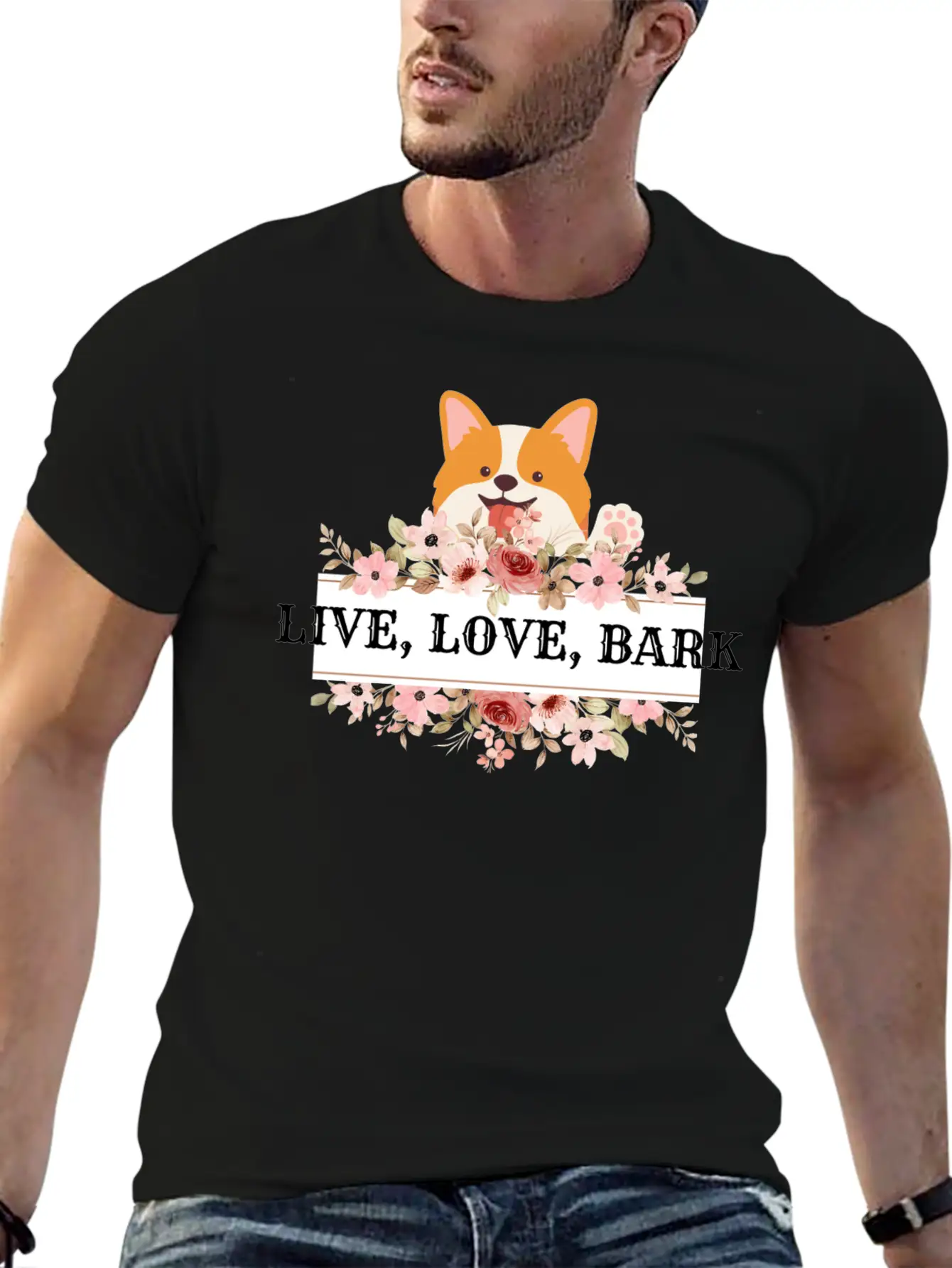 Live, Love, Bark Classic Crew Neck Graphic Tee – Everyday Minimal Look