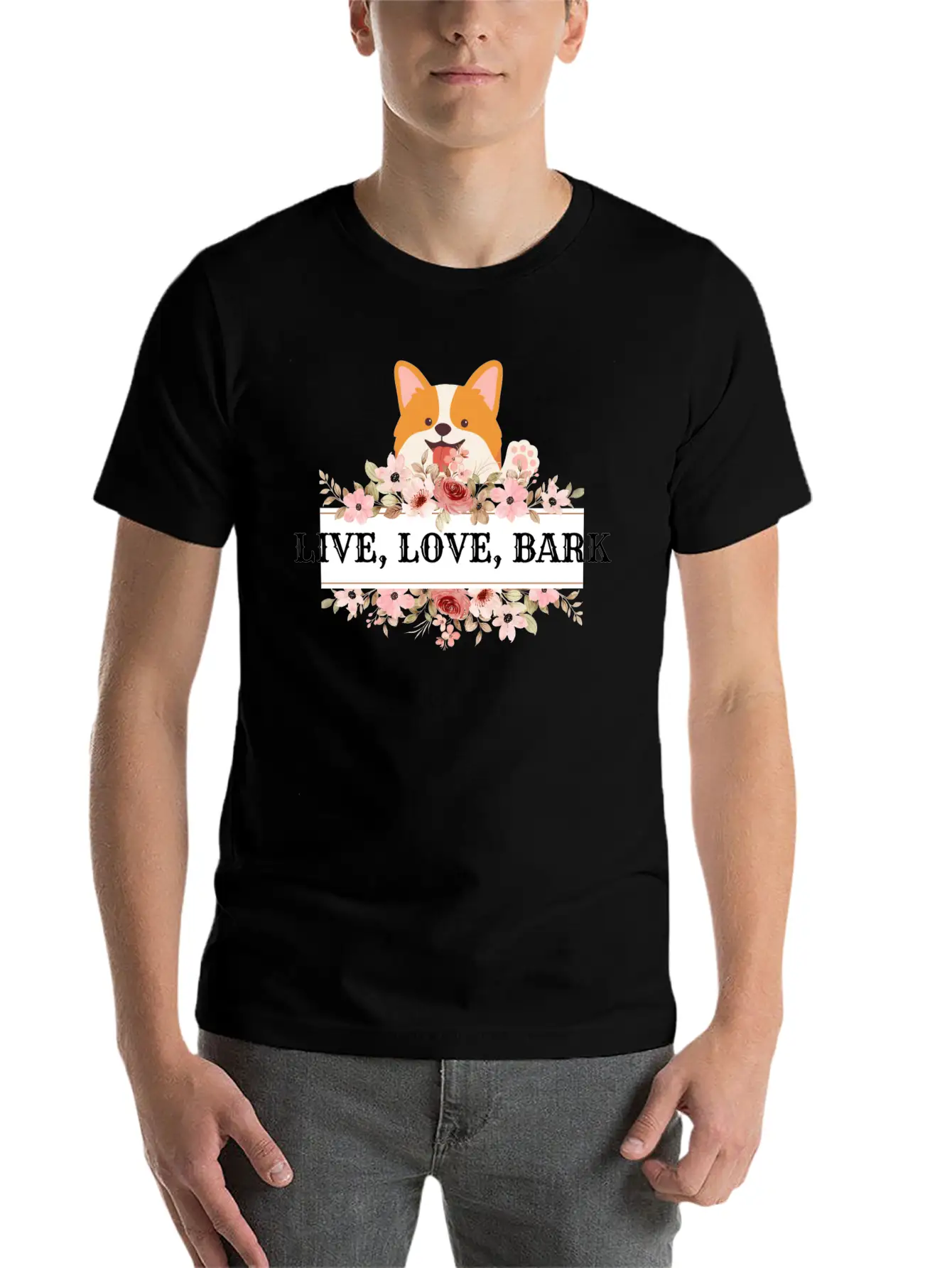 Live, Love, Bark Classic Crew Neck Graphic Tee – Everyday Minimal Look
