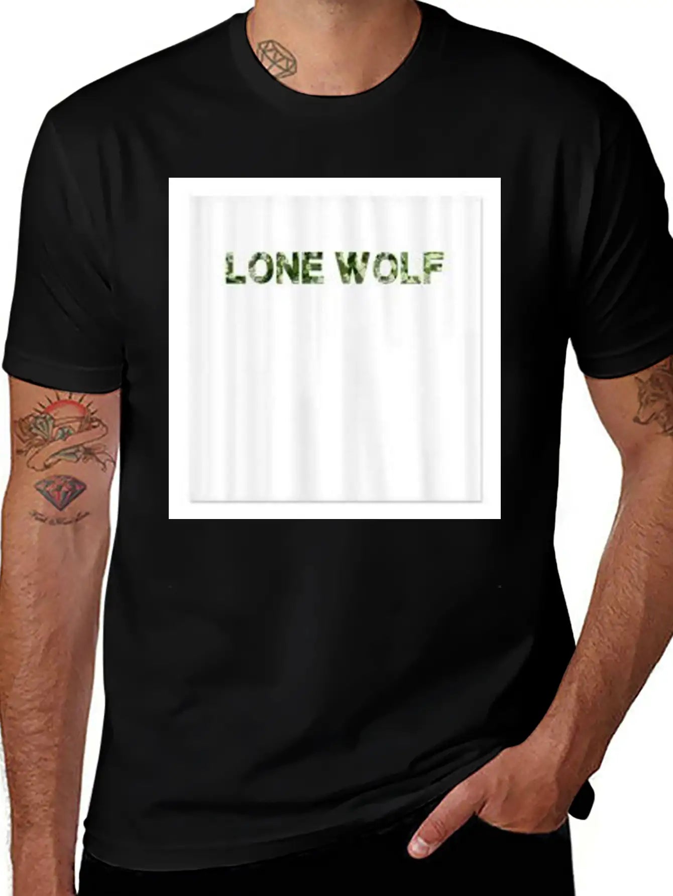 LONE WOLF (GREEN AN WHITE PRINT) Unisex Casual T-Shirt – Clean Design For Daily Comfort