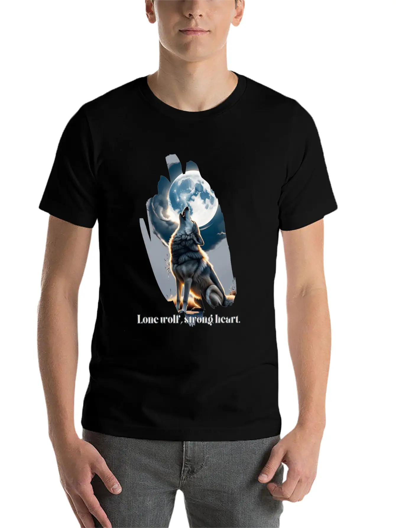 LONE WOLF, STRONG HEART Stylish Everyday T-Shirt – Unisex Basic Cotton Tee