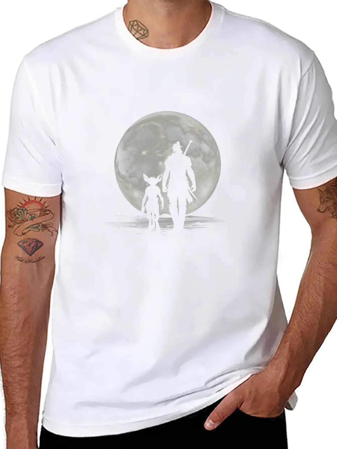 Lunar Bounty Hunter Art T-Shirt Basic Graphic T-Shirt – Daily Comfort In Soft Cotton
