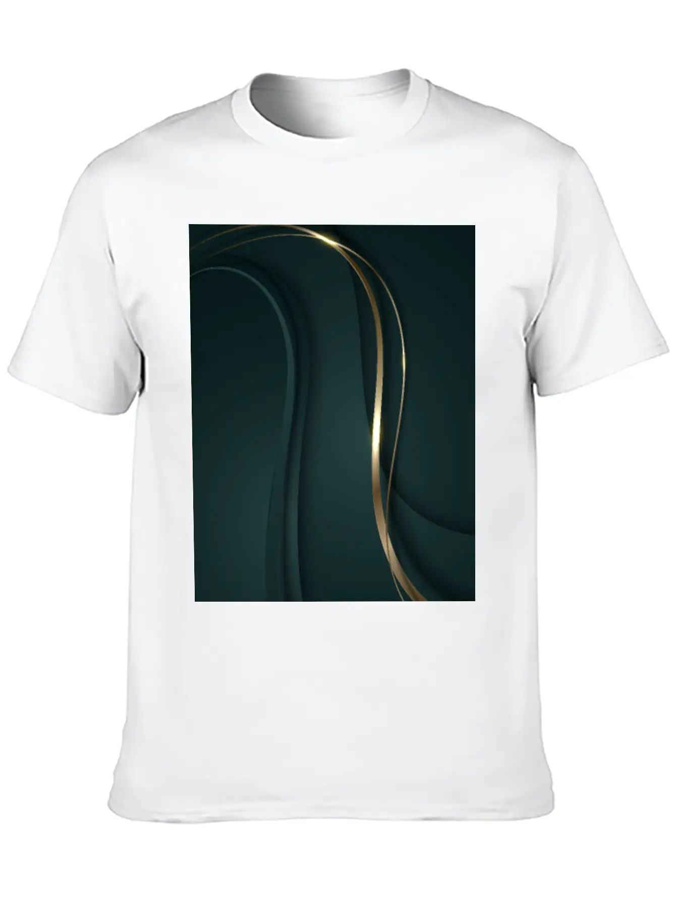 Luxury Elegant Metallic Green Wave Basic Graphic T-Shirt – Daily Comfort In Soft Cotton