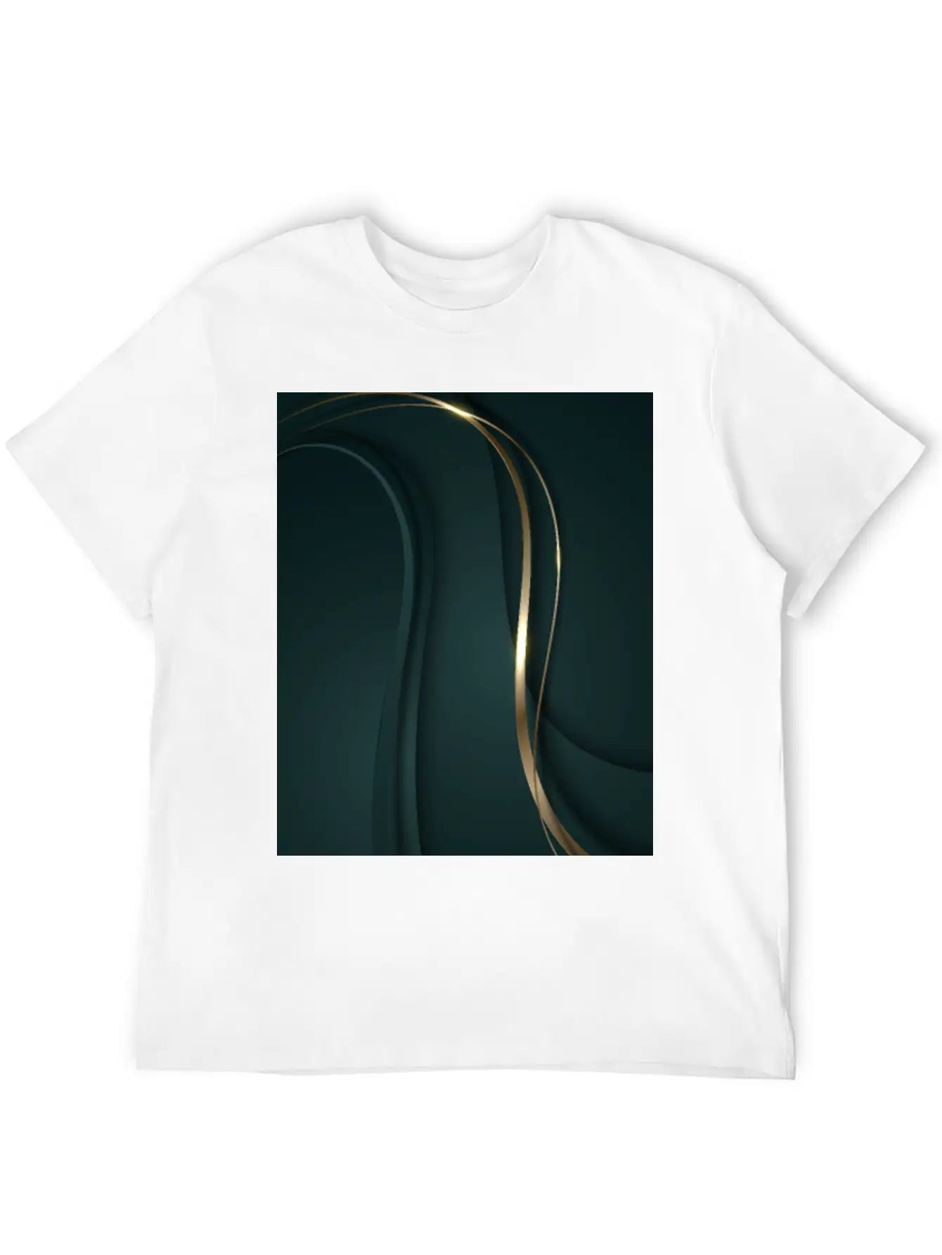 Luxury Elegant Metallic Green Wave Basic Graphic T-Shirt – Daily Comfort In Soft Cotton