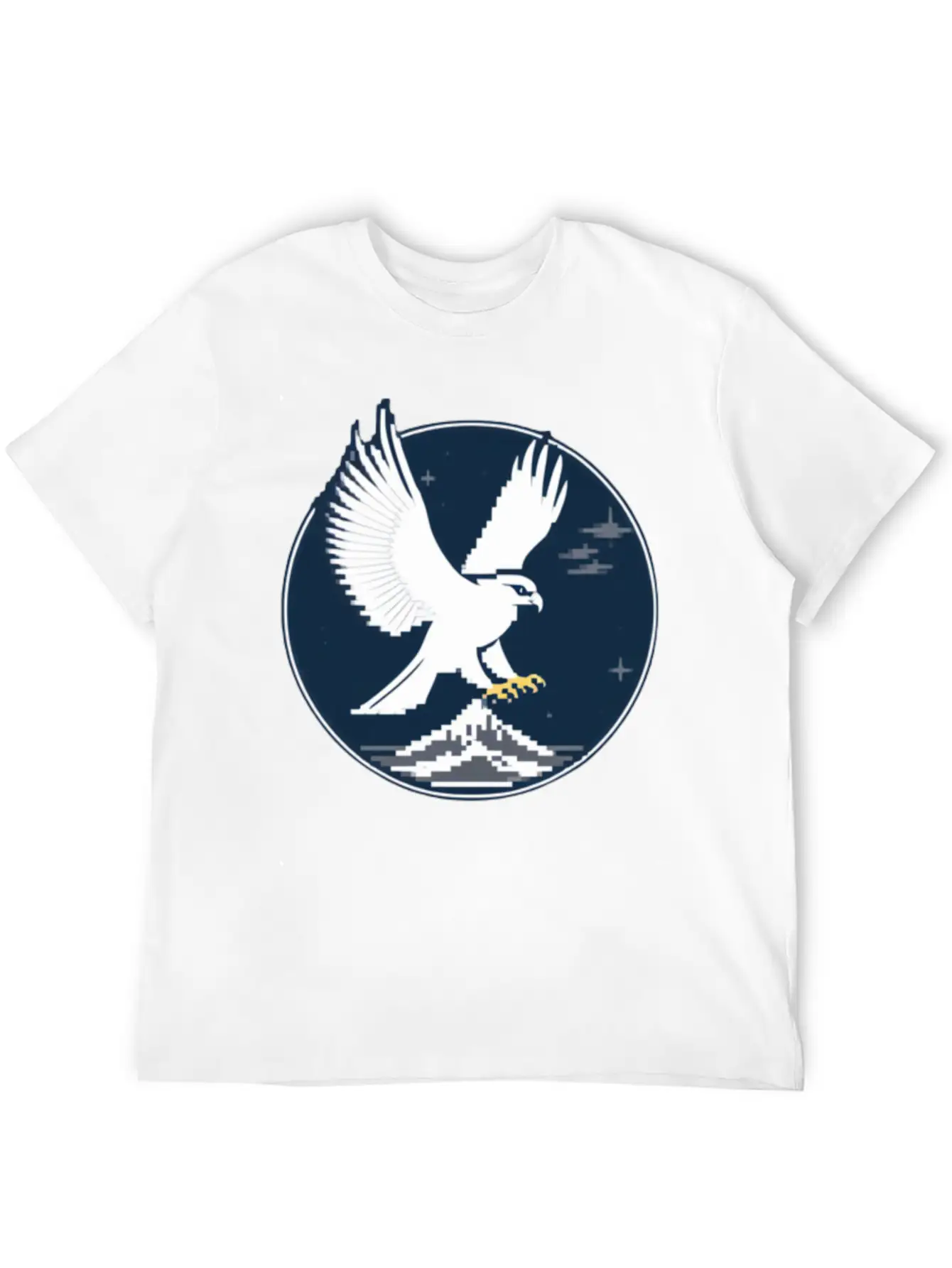 Majestic White Falcon Pixel Art Stylish Everyday T-Shirt – Unisex Basic Cotton Tee