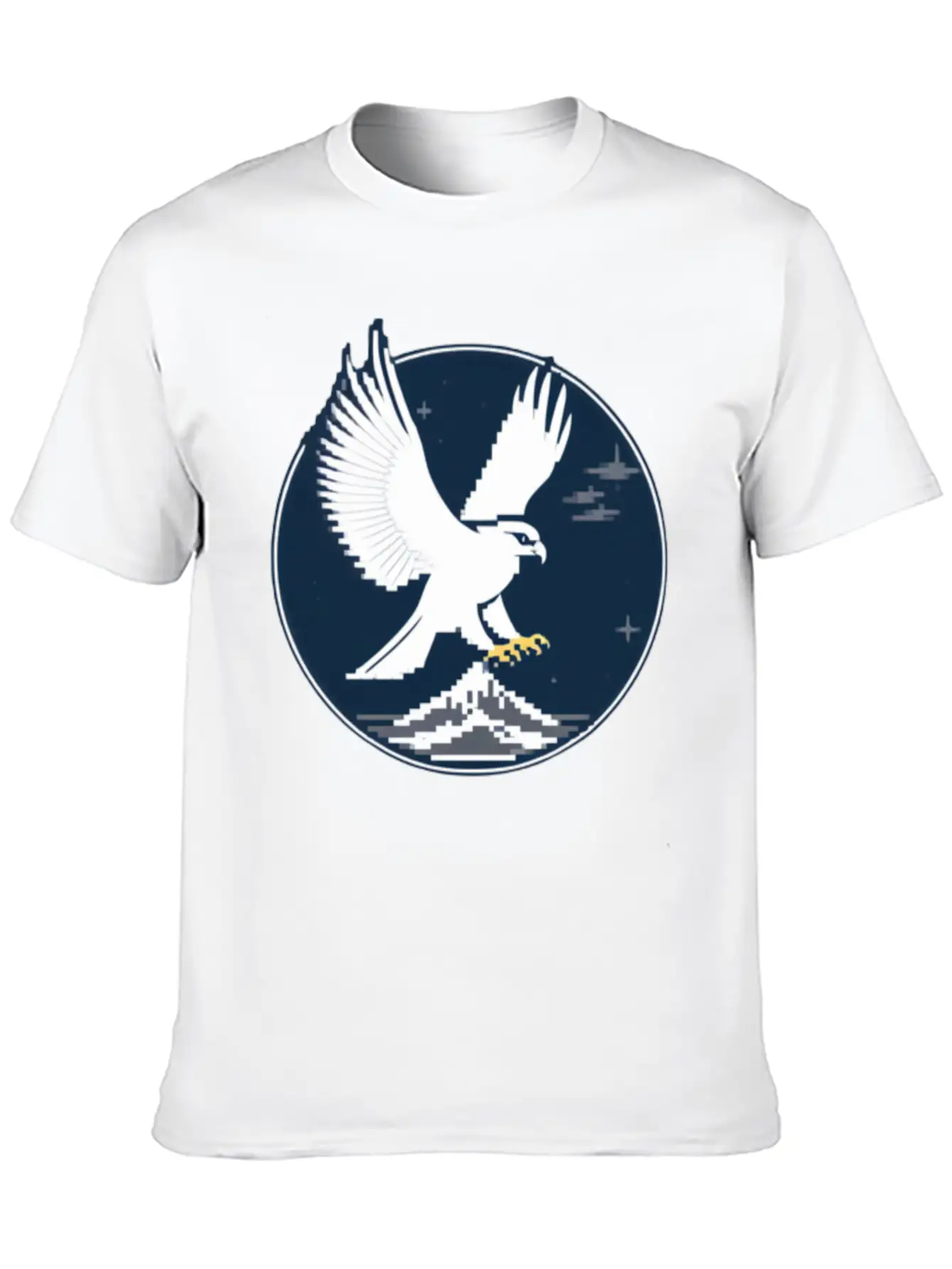 Majestic White Falcon Pixel Art Stylish Everyday T-Shirt – Unisex Basic Cotton Tee