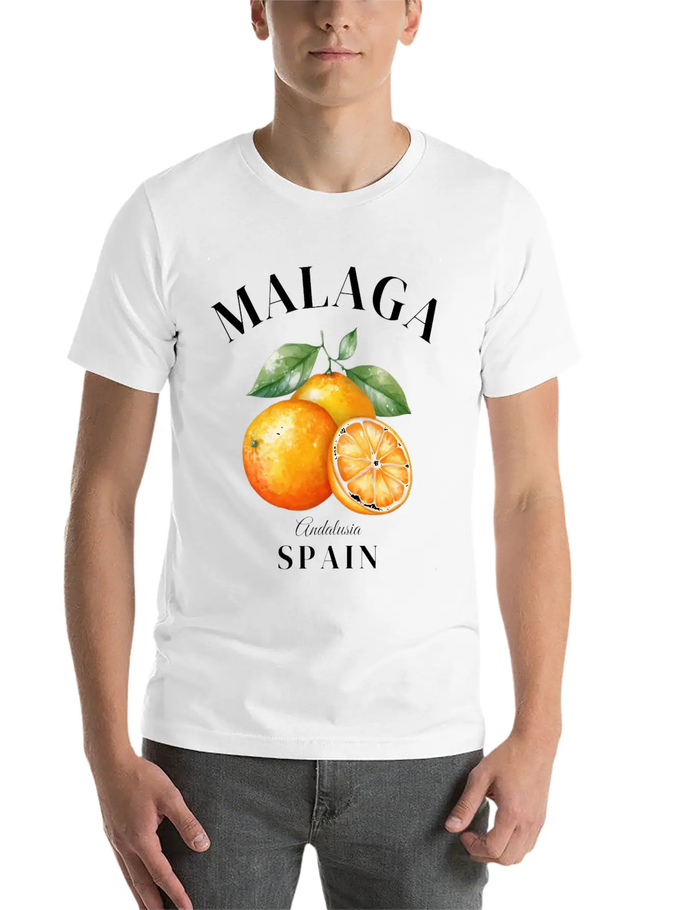 Malaga Spain Andalusia Retro Design Stylish Everyday T-Shirt – Unisex Basic Cotton Tee