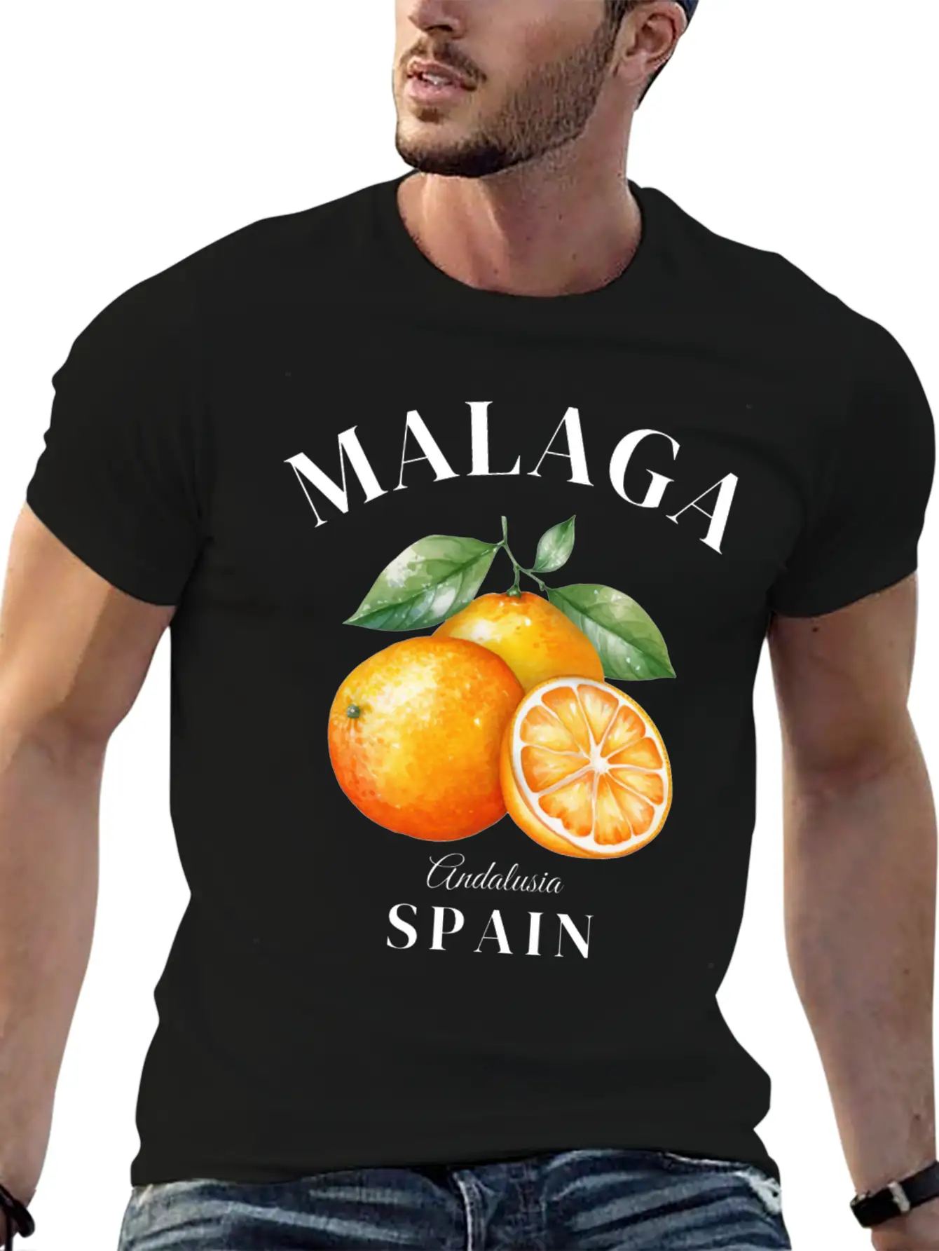 Malaga Spain Andalusia Retro Design Stylish Everyday T-Shirt – Unisex Basic Cotton Tee