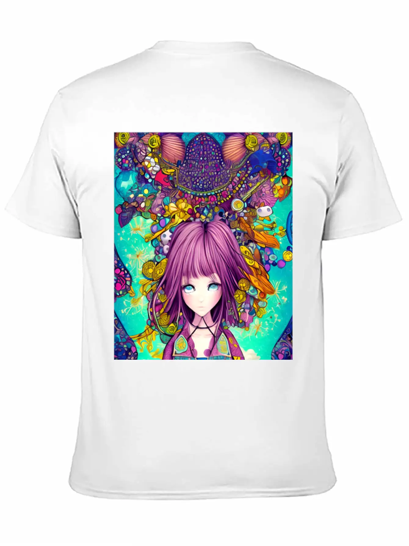 Manga Girl Colorful Poster Digital Wall ART Stylish Everyday T-Shirt – Unisex Basic Cotton Tee