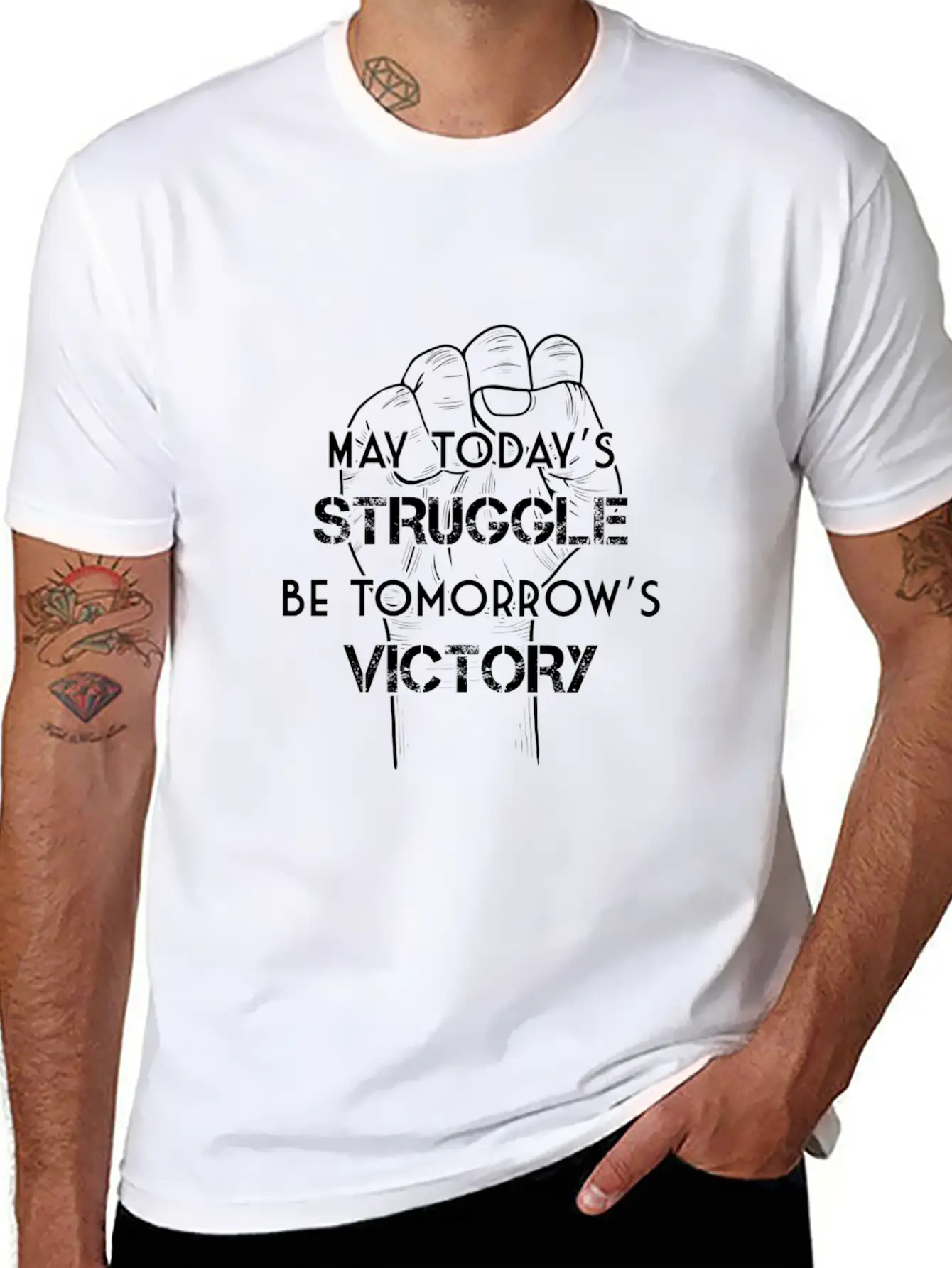May Today's Struggle Be Tomorrow's Victory Basic Graphic T-Shirt – Daily Comfort In Soft Cotton