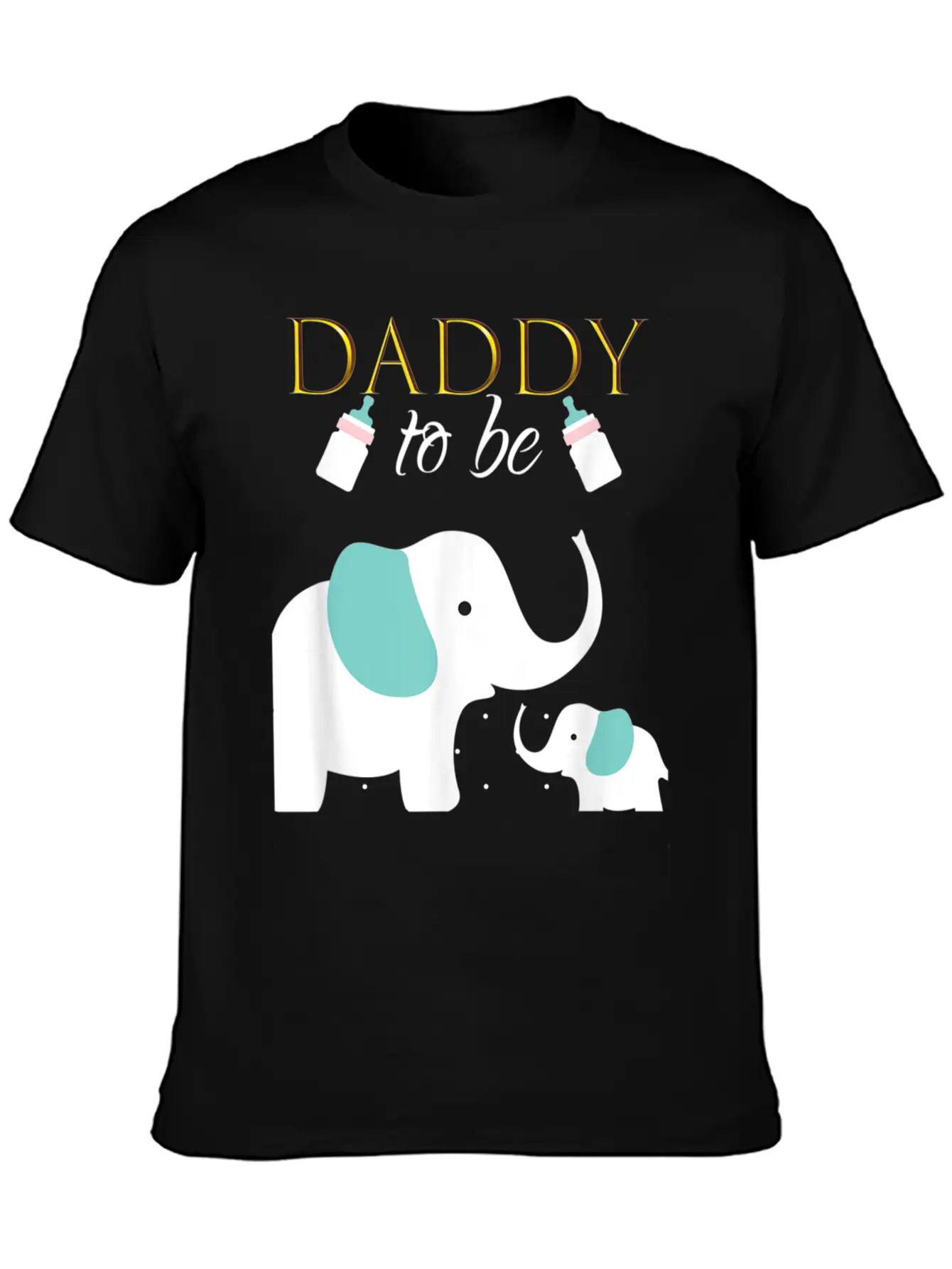 Mens Dad To Be Elephant Baby Shower For Boy Classic Crew Neck Graphic Tee – Everyday Minimal Look