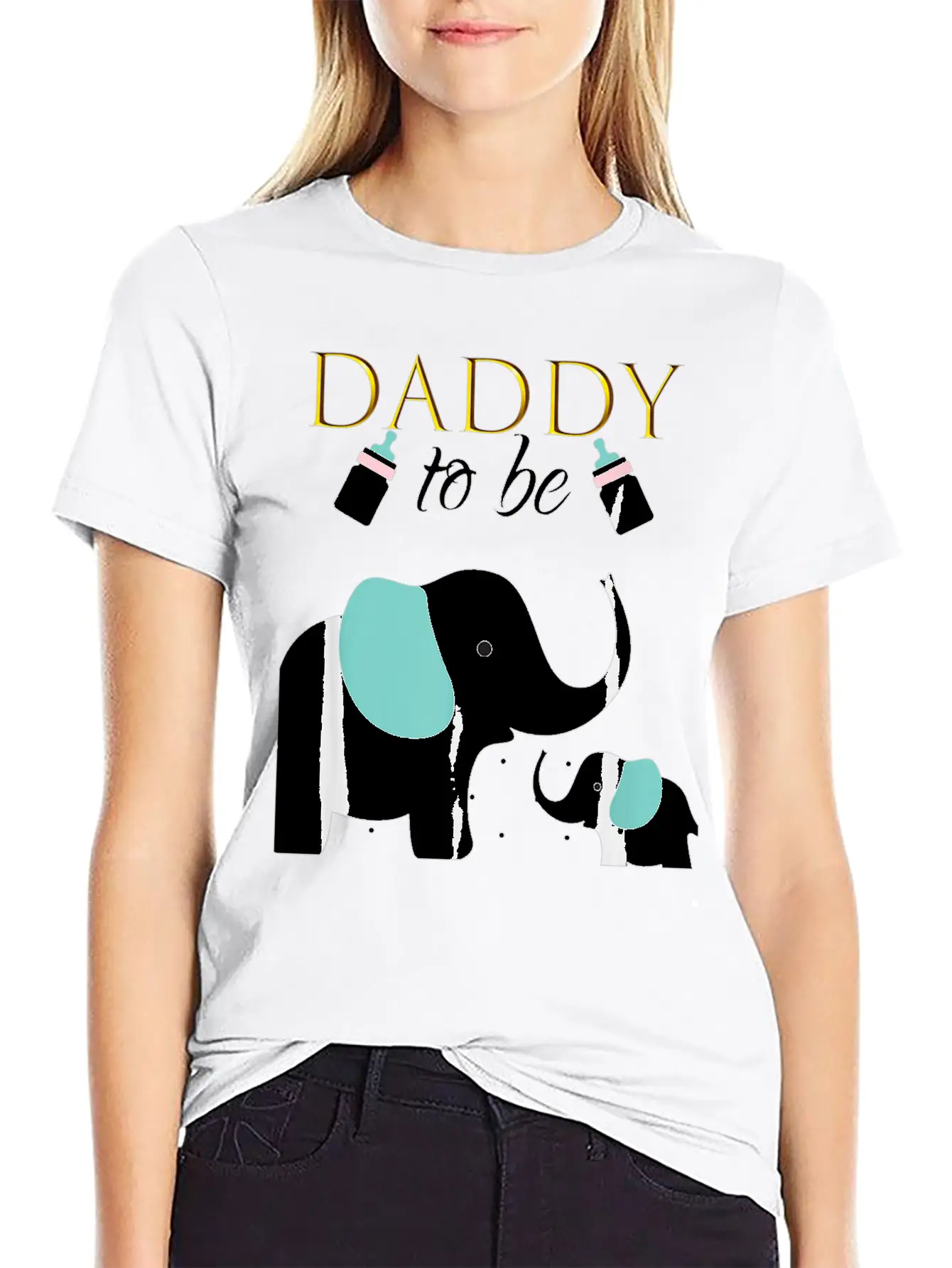 Mens Dad To Be Elephant Baby Shower For Boy Classic Crew Neck Graphic Tee – Everyday Minimal Look