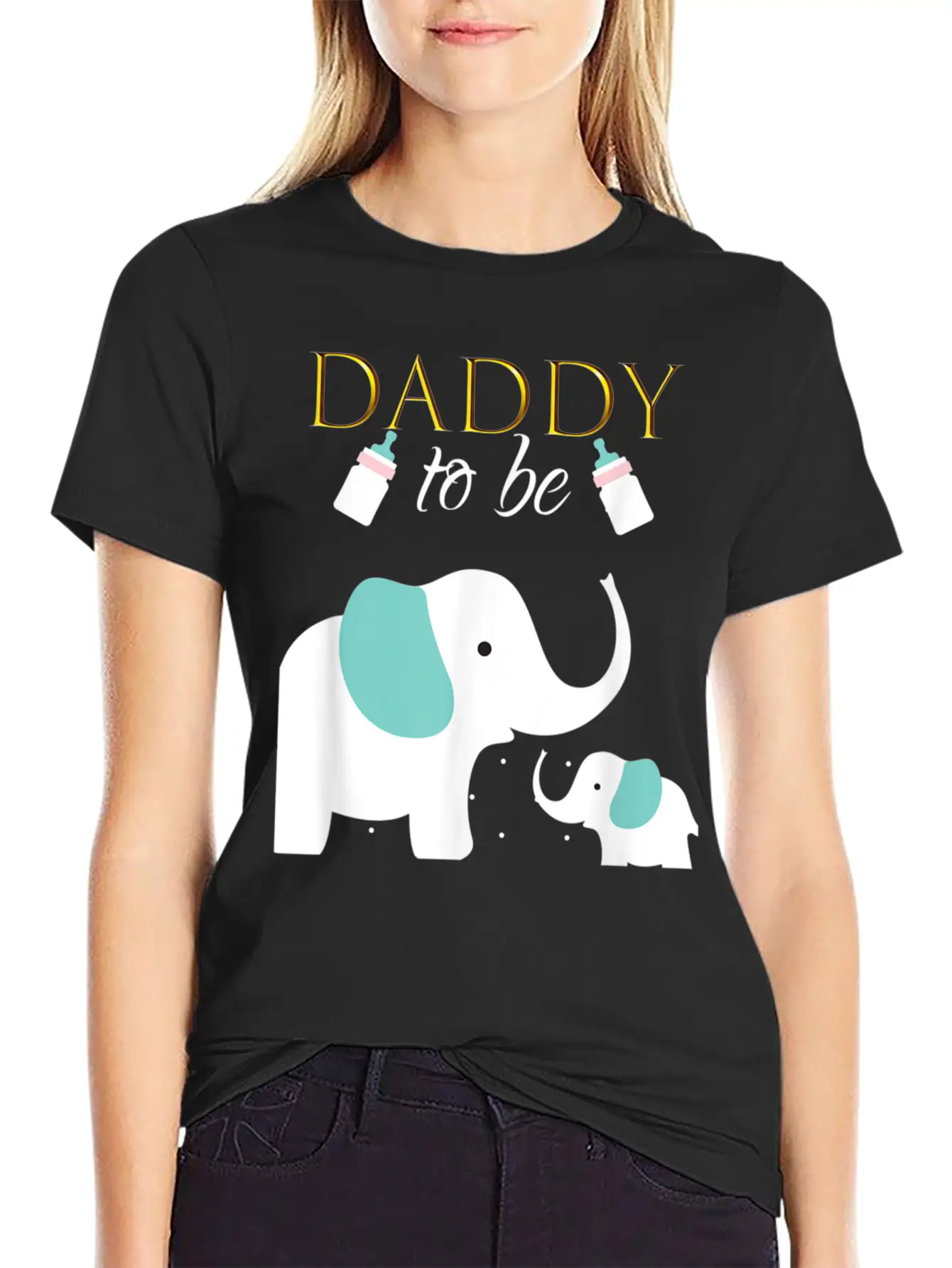 Mens Dad To Be Elephant Baby Shower For Boy Classic Crew Neck Graphic Tee – Everyday Minimal Look
