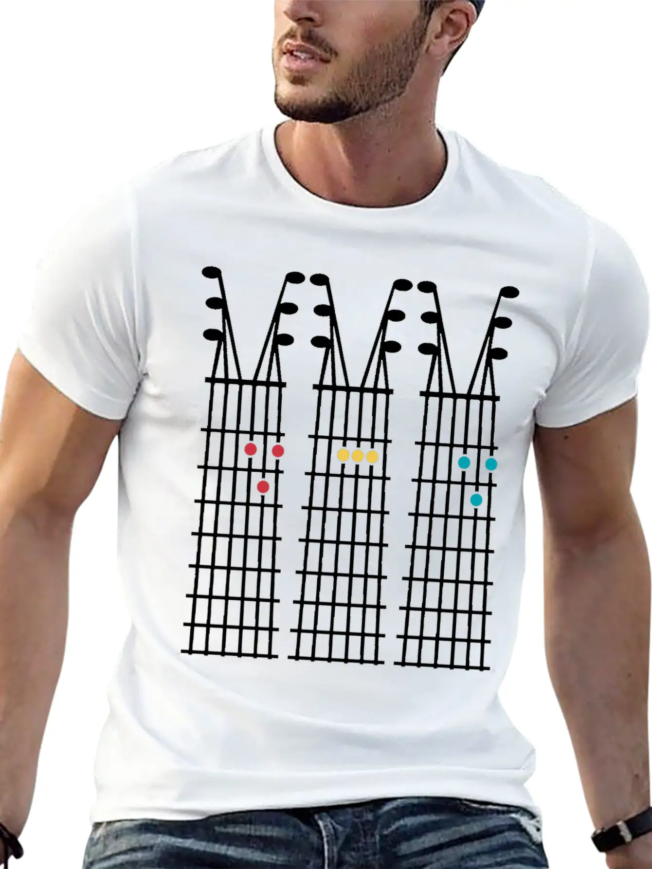 Mens Guitar Chord Shirt Dad Basic Graphic T-Shirt – Daily Comfort In Soft Cotton