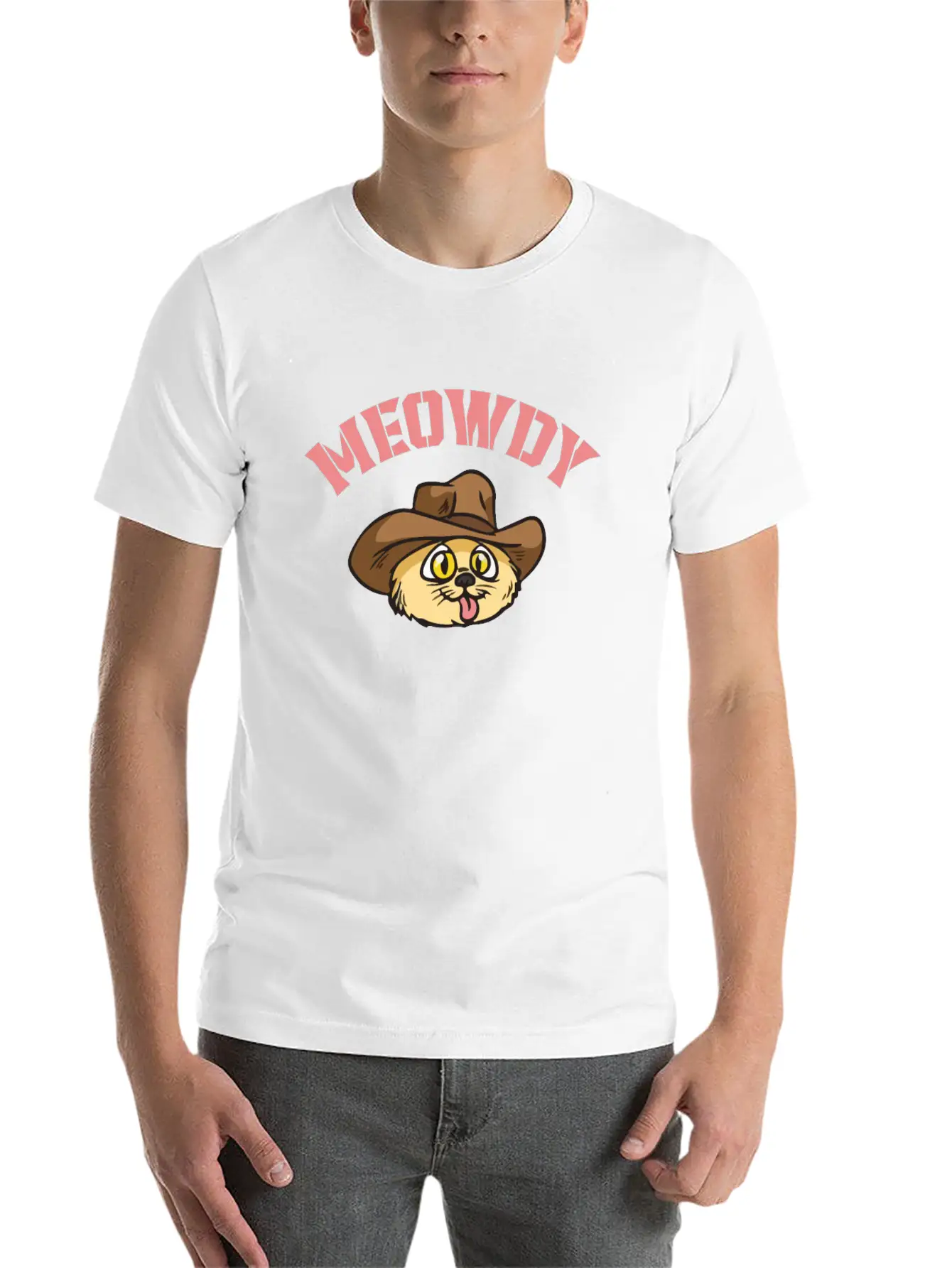 Meowdy - Funny Mashup Between Meow And Howdy - Cat Classic Cotton Tee – Unisex Comfort For Any Season